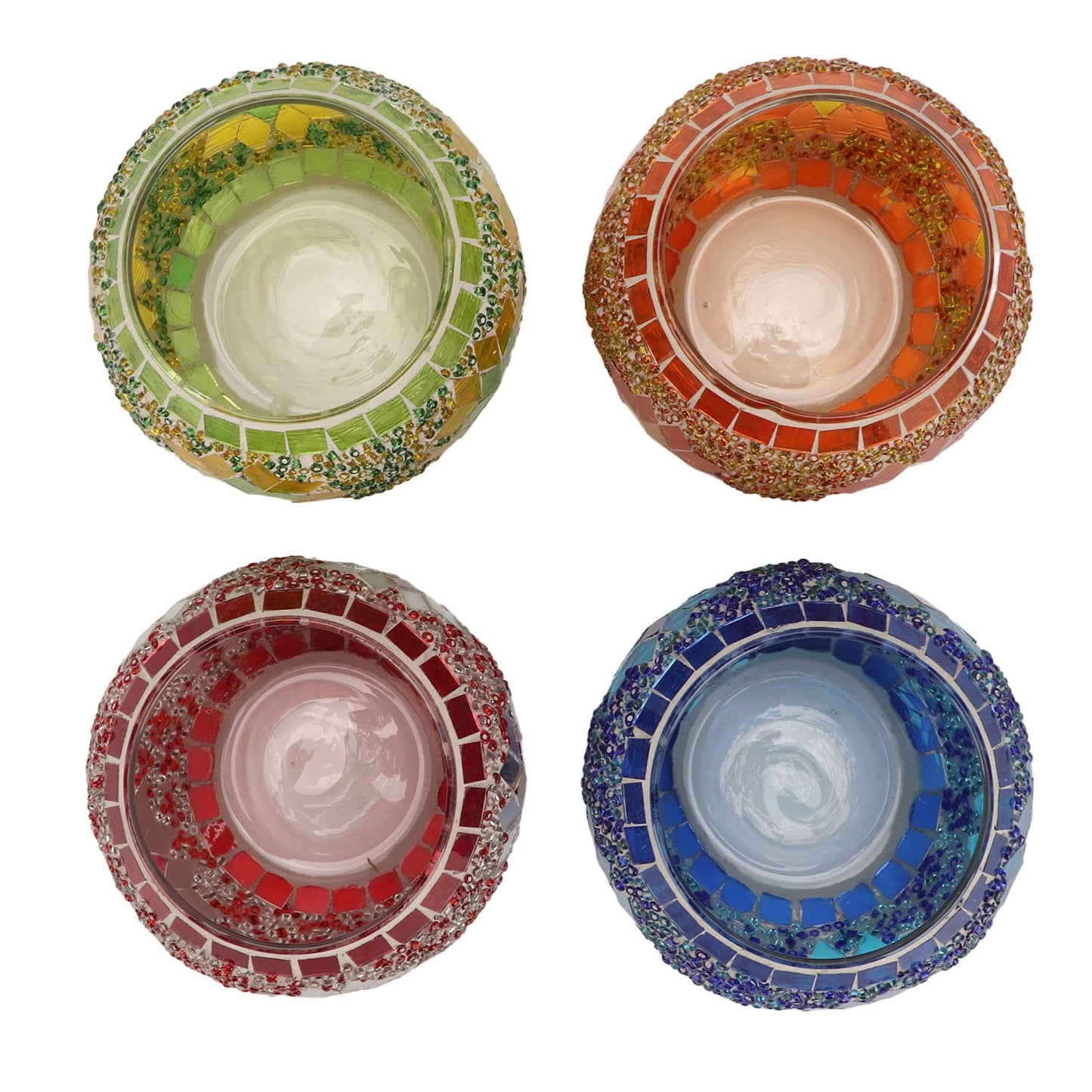 Omquot 4pcs Mosaic Glass Candle Holder Colorful Romantic Mosaic Handmade Home Bar Dinner Decoration