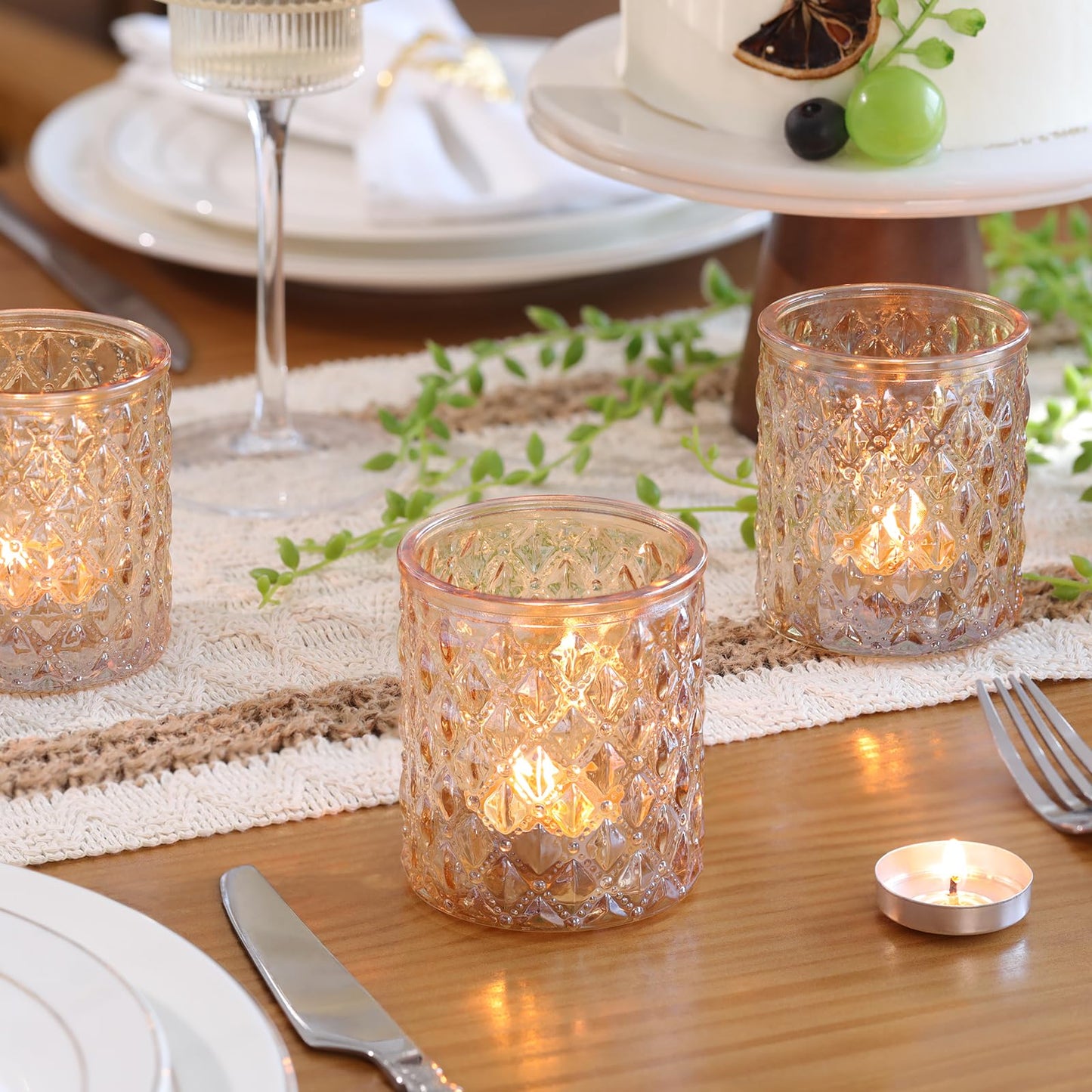 MATAHUM 12 Pcs Large Votive Candle Holders 2.8 * 3.2inch Gold Tea Light Candle Holders Glass Candle Holder for Bridal Shower, Wedding, Table Centerpiece, Party, Home Decor