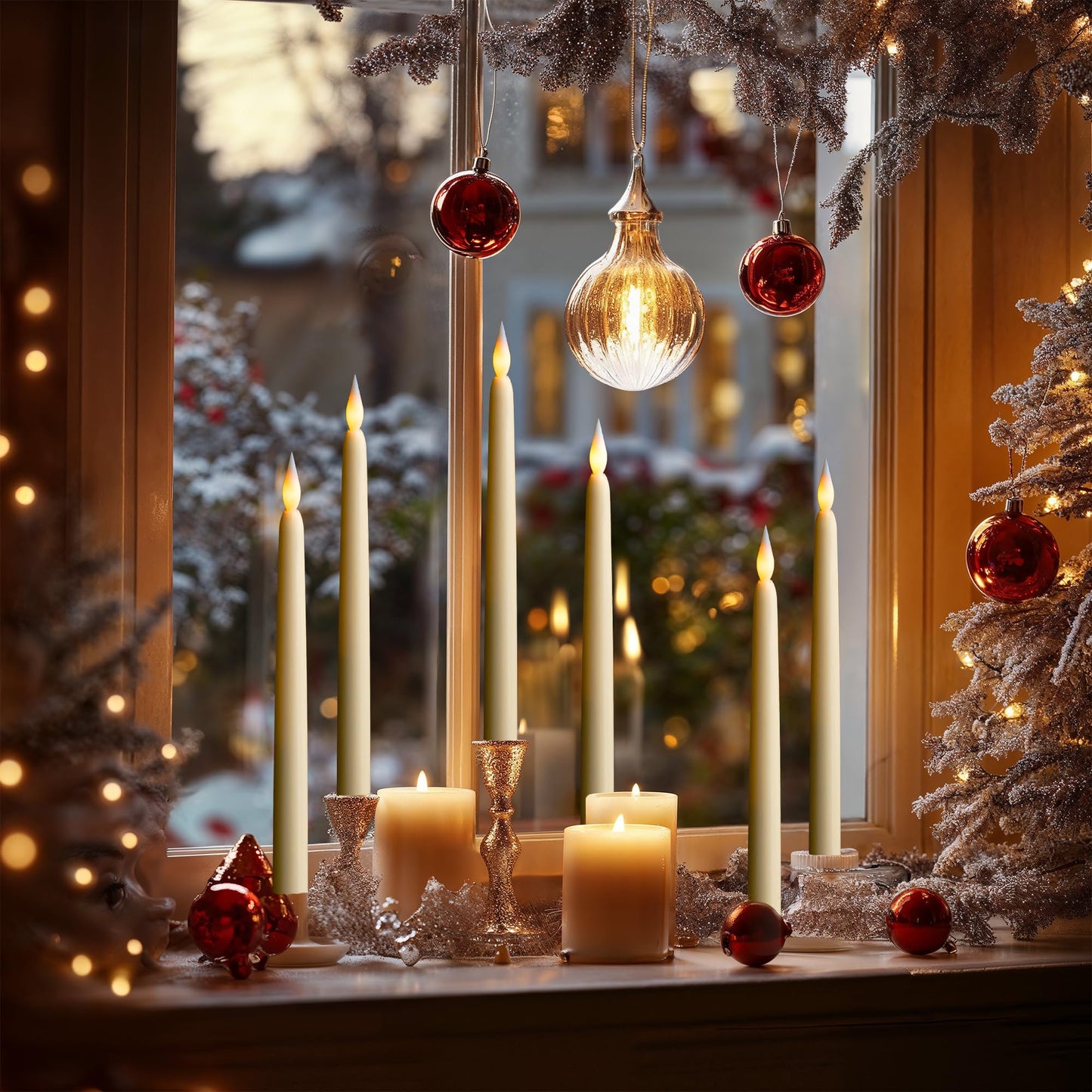 WYZworks 36 Pack, 11" LED Flameless Ivory Taper Flickering Candles Lights, Clickable On/Off Button, Battery Operated Electric Long Tall Candlesticks for Holiday Christmas Candelabra Wedding Window