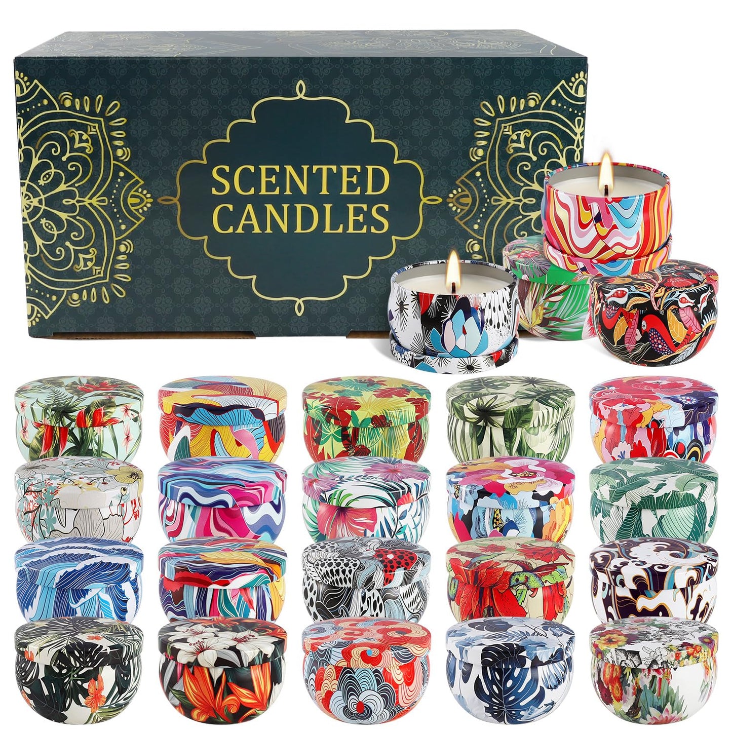YOROXRG 24Pack Scented Candles, Soy Wax Travel Tin Jar Candles, Aromatherapy Candles for Home 2.5 OZ for Mom for Christmas, Birthday, Thanksgiving, Mother's Day, Valentine's Day