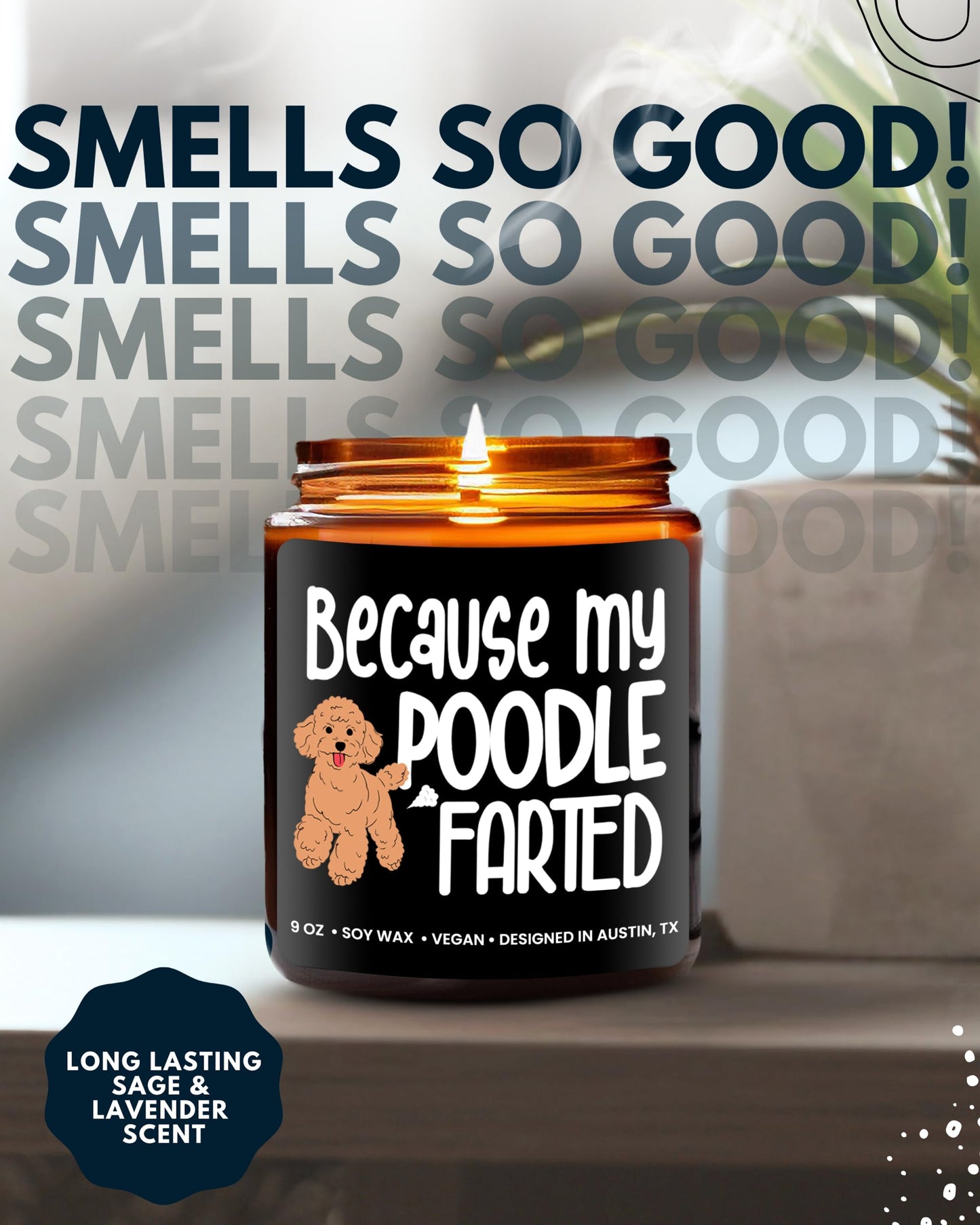 Funny Poodle Candle, Poodle Gifts for Women and Men, Unique Funny Pet-Themed Gift Ideas for Her, Best Present for Pet Lovers, Perfect Present for Dog Mom and Dog Dad, Birthday, Christmas, Gift-Ready