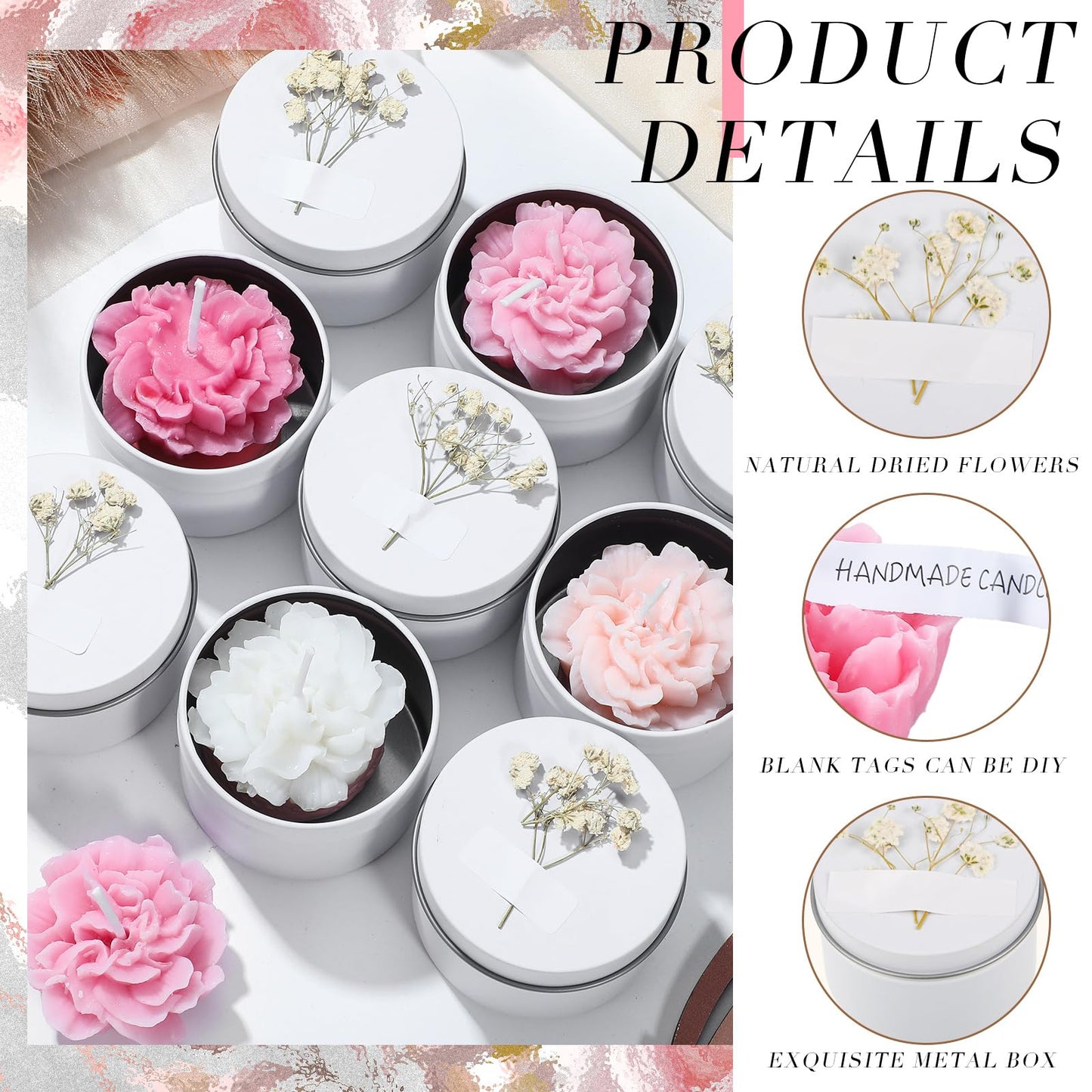 Threlaco 12 Pcs Flower Candles Scented Bridesmaid Gift Set Soy Wax Aromatherapy Candles Bulk for Wedding Bridal Shower Home Guests Women Valentines Mothers Day Anniversaries Favor(Pink Gradient)