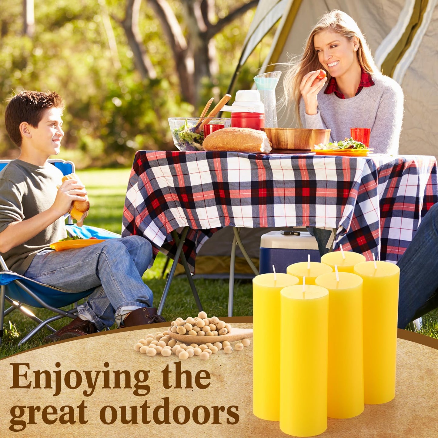 Lounsweer 6 Pcs 2 x 6 Inch Citronella Scented Pillar Candles Yellow Scented Candle for Home Indoor & Outdoor Use
