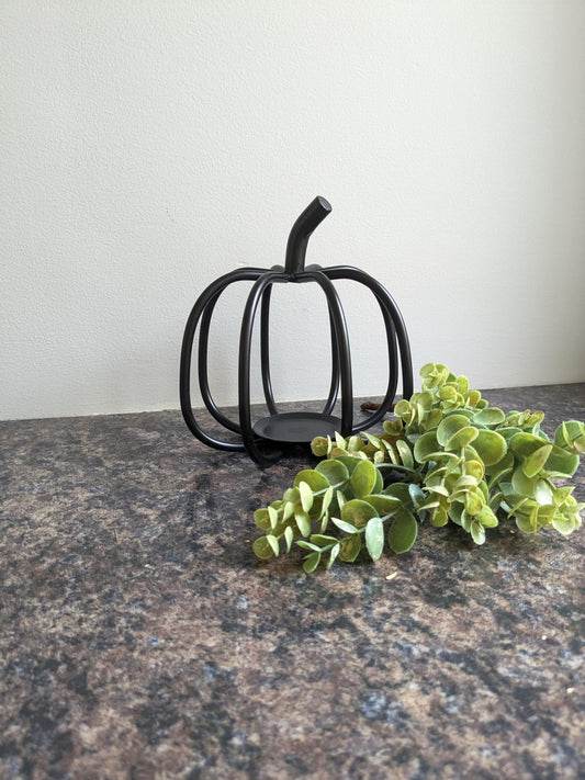 Wrought Iron Pumpkin Pillar Candle Holder 3 Sizes (Small)