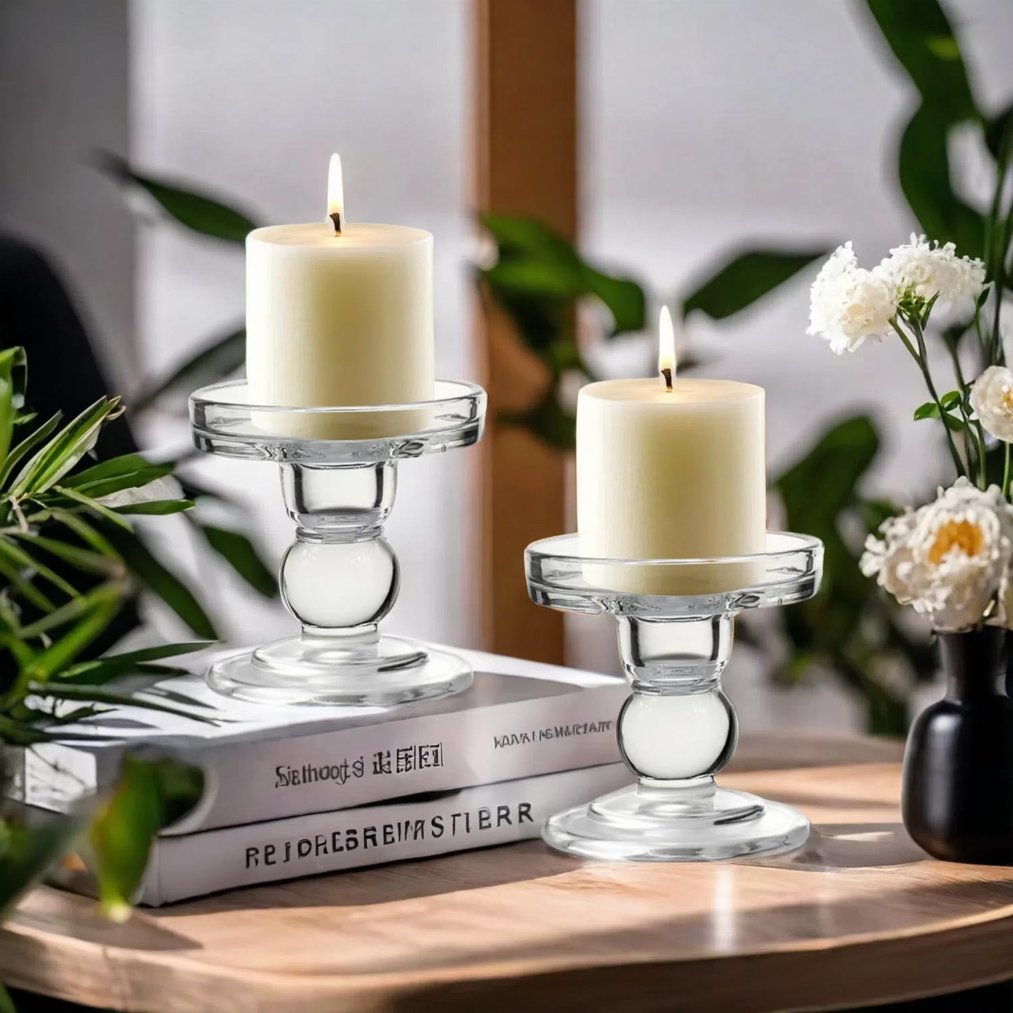 OYATON Glass Candle Holders for Pillar Candle, Unity Candle Holder Set of 3 for Wedding Ceremony Set, Candlestick Holder for Table or Home Decoration