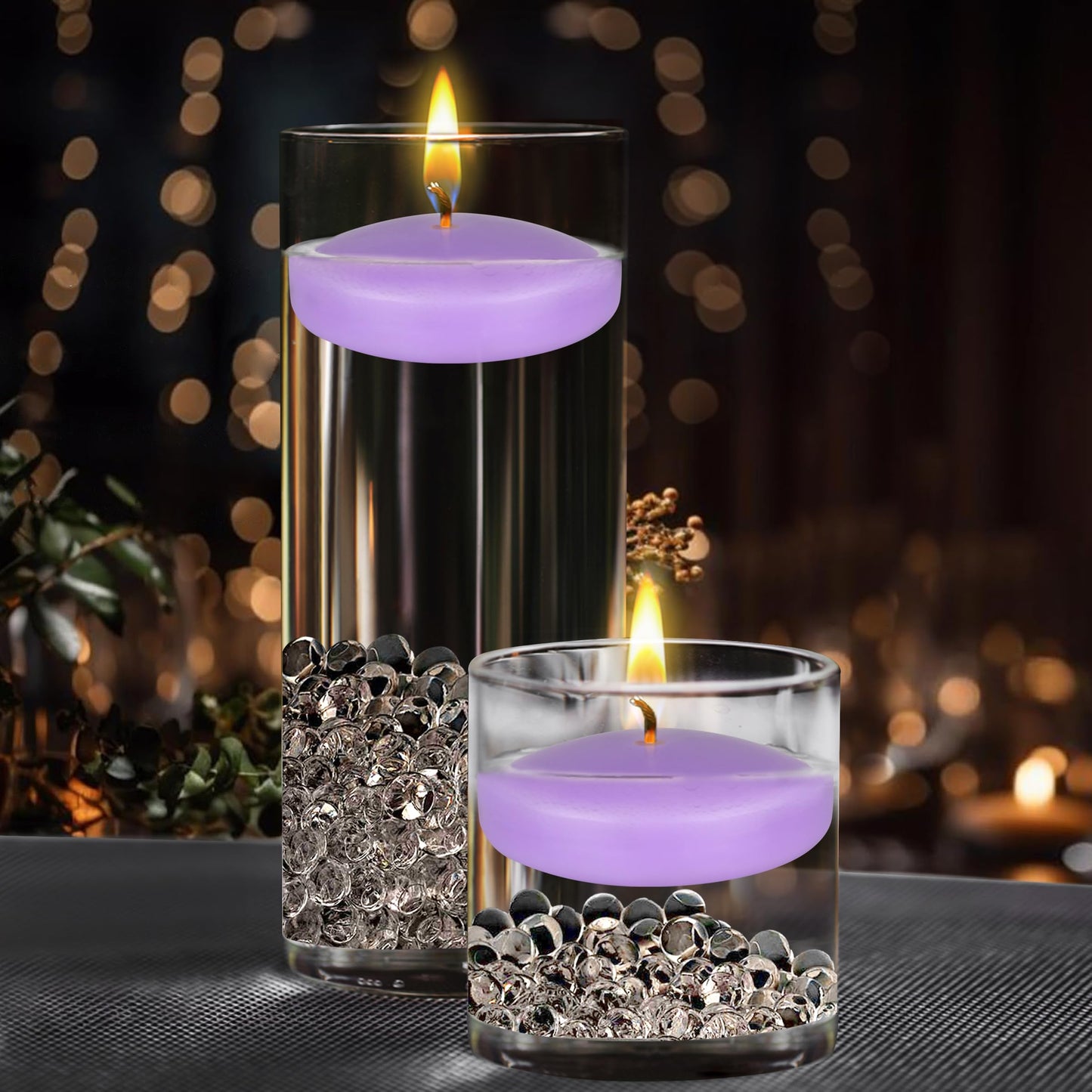 Mega Candles 12 pcs Unscented Lavender Floating Candles, Hand Poured Wax Candle 3 Inch Diameter, Home Décor, Wedding Receptions, Occasions, Festivities, Events, Meditations, Tranquility, Spa