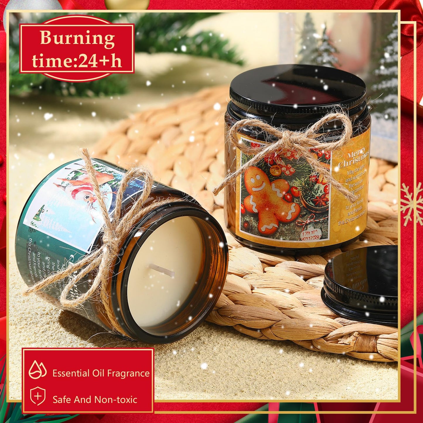 MTLEE 6 Pcs Christmas Candles Gifts Bulk Scented Candle Jars for Coworkers Women Aromatherapy Candles for Home Xmas Birthday Gifts Yoga(Retro Style)