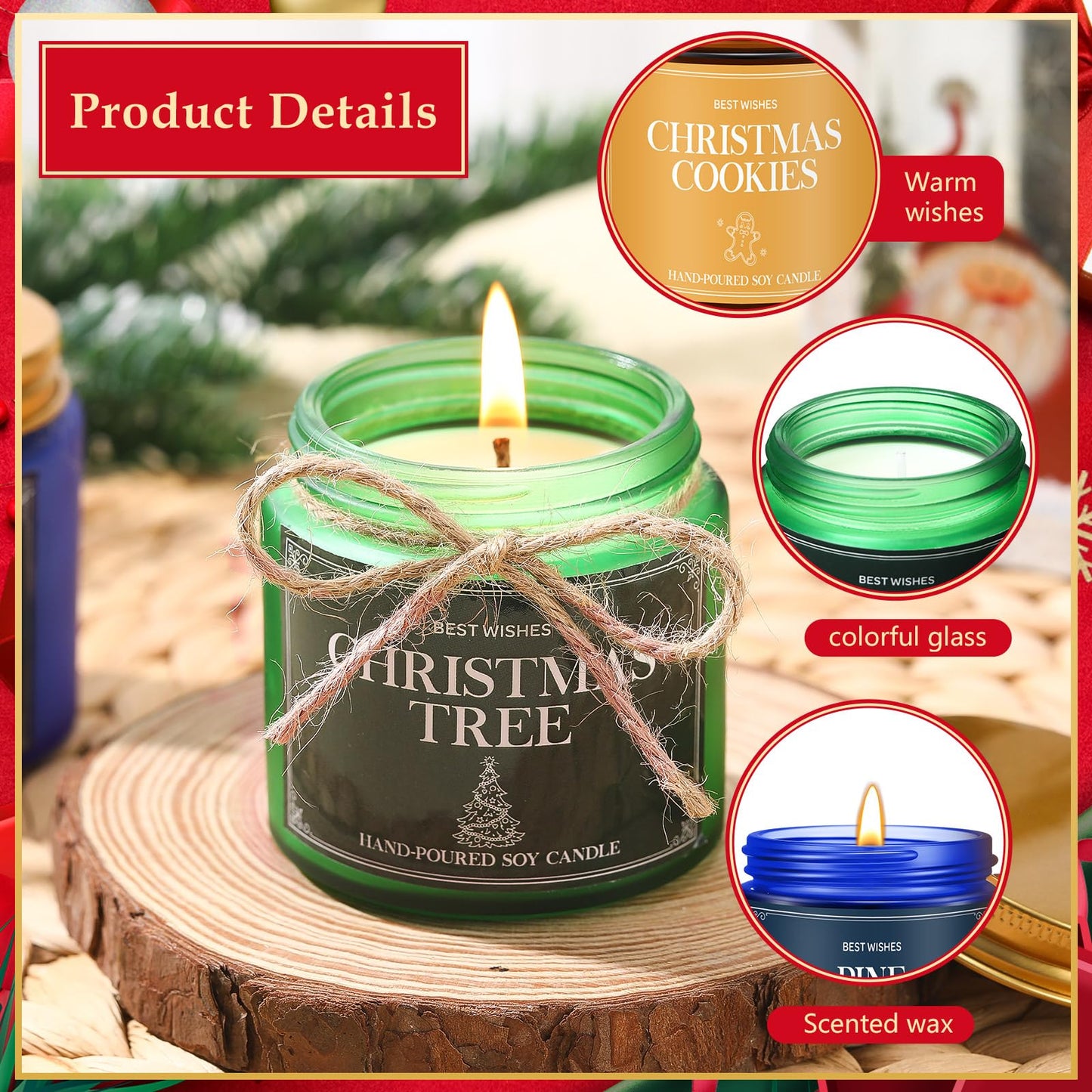 MTLEE 6 Pcs Christmas Candles Gifts Bulk Scented Candle Jars for Coworkers Women Aromatherapy Candles for Home Xmas Birthday Gifts Yoga(Stylish Color)