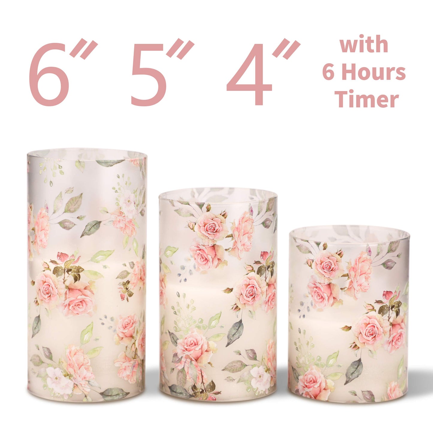 Silverstro Rose Flameless Candles with Remote Real Wax Blinks Glass Battery Operated Candles - Home Party Wedding Thanksgiving Christmas Summer Decor - Set of 3