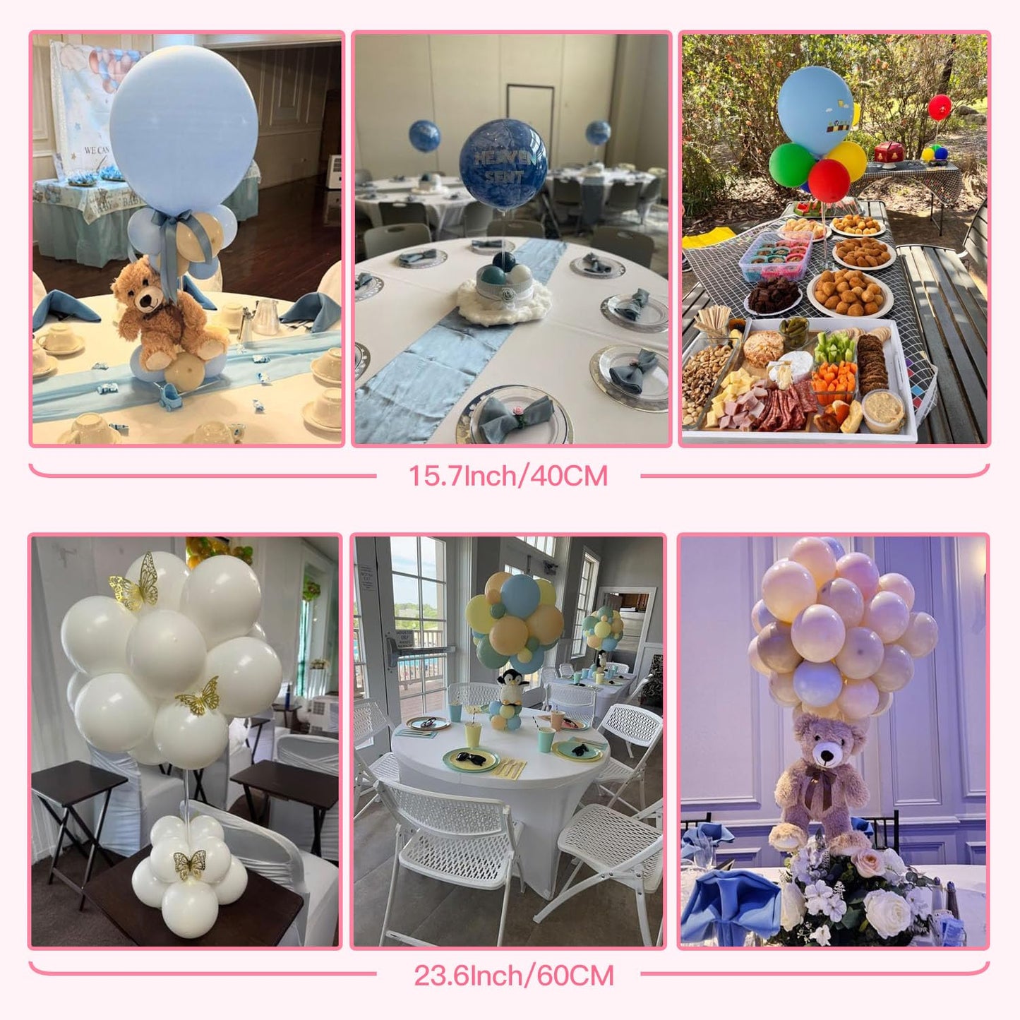 TEKXYZ Clear Acrylic Balloon Stands for Table, Adjustable Height 15.75 Inch, 23.6 Inch, 31.5 Inch Reusable Balloon centerpieces for Tables, for Wedding, Birthdays Table& Floor Decor (Set of 10)