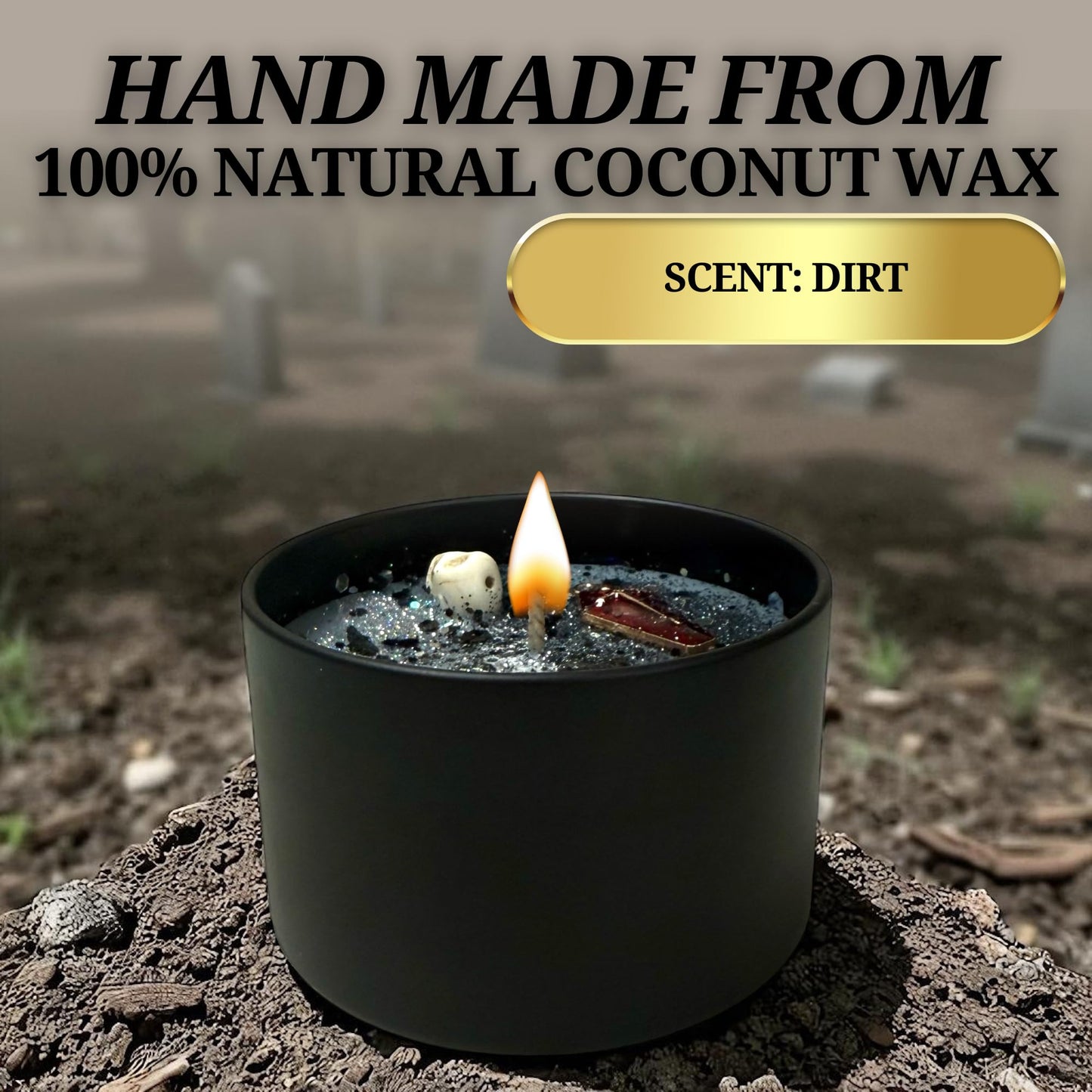 Graveyard Dirt Spiritual Spell Candle for Necromancy, Protection and Banishing|Remove hexes and Bad luck | All Natural & Organic Coconut Wax Candle for House Energy Cleansing Purification (4oz)