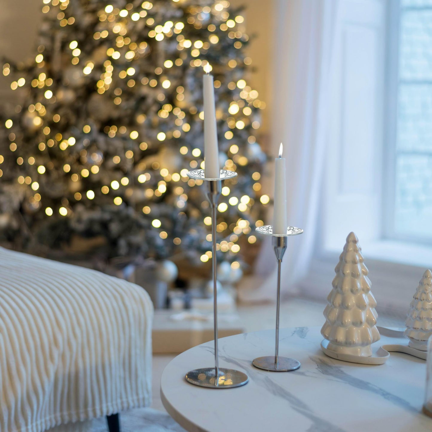 VGEUNA 4 Pieces Patterned Glass Bobeches for Candlestick Holder, Silver Glitter Design, Candle Drip Protector Guard, Wax Catcher Ring Accessories (Silver Glitter)
