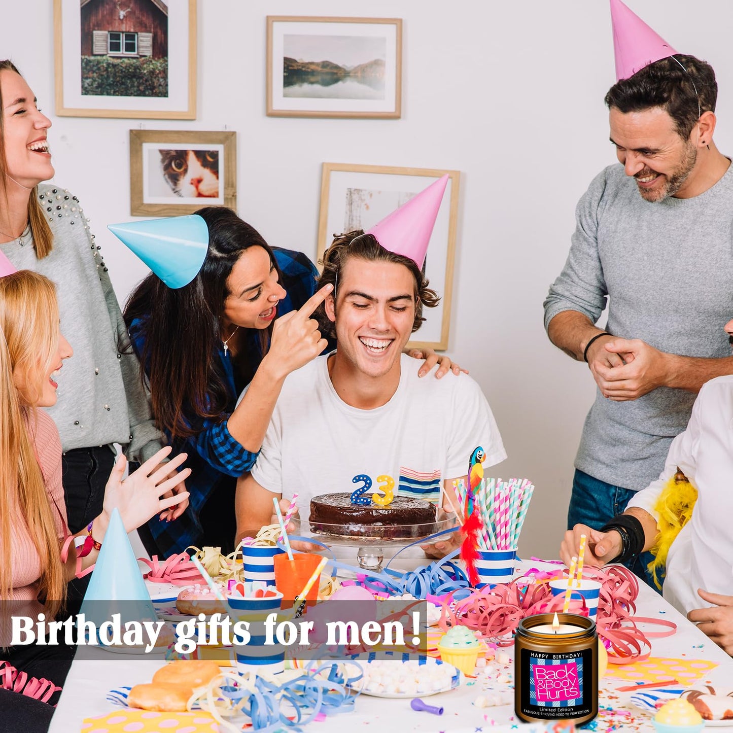 Homsolver Birthday Gifts for Women Men, Happy Birthday Decoration Candles Gift for Her Him, Funny Friendship Mom Dad Sister Friends Wife Husband Present Ideas - Lavender Scented Candle