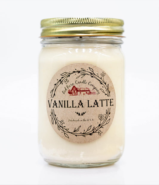 Vanilla Latte Aromatherapy Candle 12 oz | 100% All-Natural Soy Wax & Essential Oil Infused | 40+ Hour Burn Time | Pet Safe + Smoke Odor Eliminating | Handmade in U.S.A. | Non-Toxic Candles