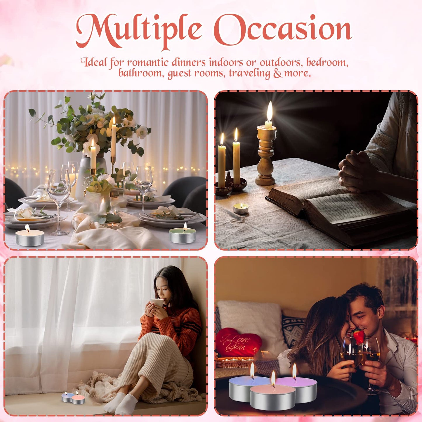 Huquary 108 Pcs Scented Tea Lights Candles Mini Scented Tealight Candles Bulk for Burning Approximately 4 Hours Time(Mix)
