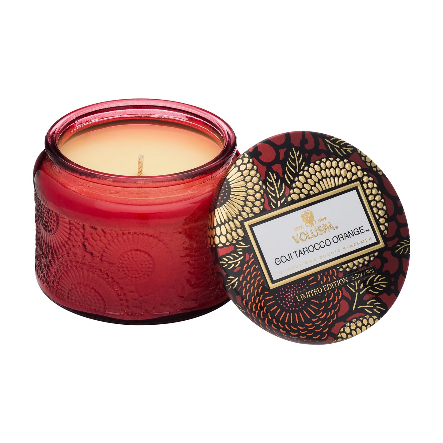 Voluspa Goji Tarocco Orange, Petite Candle Jar, 3.2 oz, 25 Hour Burn Time, Coconut Wax for Clean Burning, Handcrafted in the USA