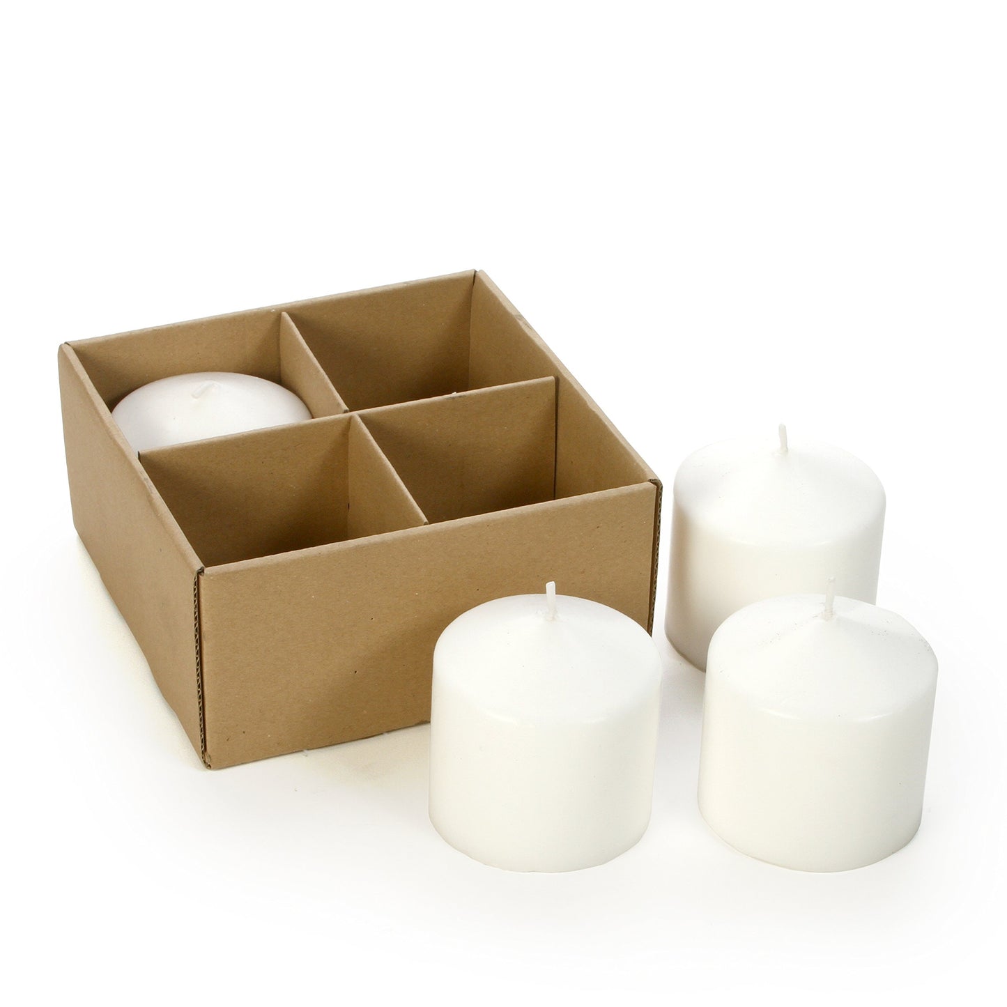 Hosley Set of 2 White Wooden Pillar Candle Holder 7 Inch High Bundle with Set of 4, 3 Inches High, White Unscented Pillar Candles