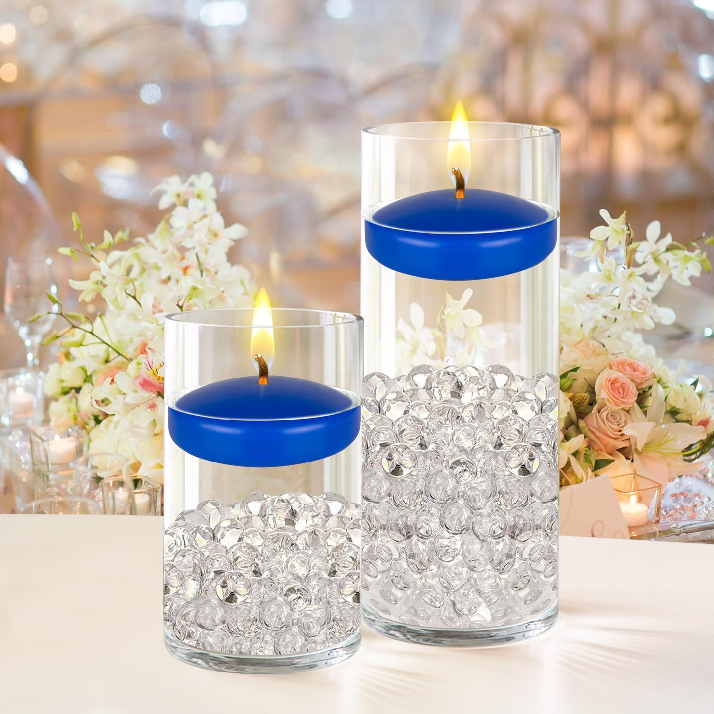 Mega Candles 4 pcs Unscented Dark Blue Floating Candles, Hand Poured Wax Candle 3 Inch Diameter, Home Décor, Wedding Receptions, Baby Showers, Birthdays, Centerpieces, Celebrations, Meditations, Spas
