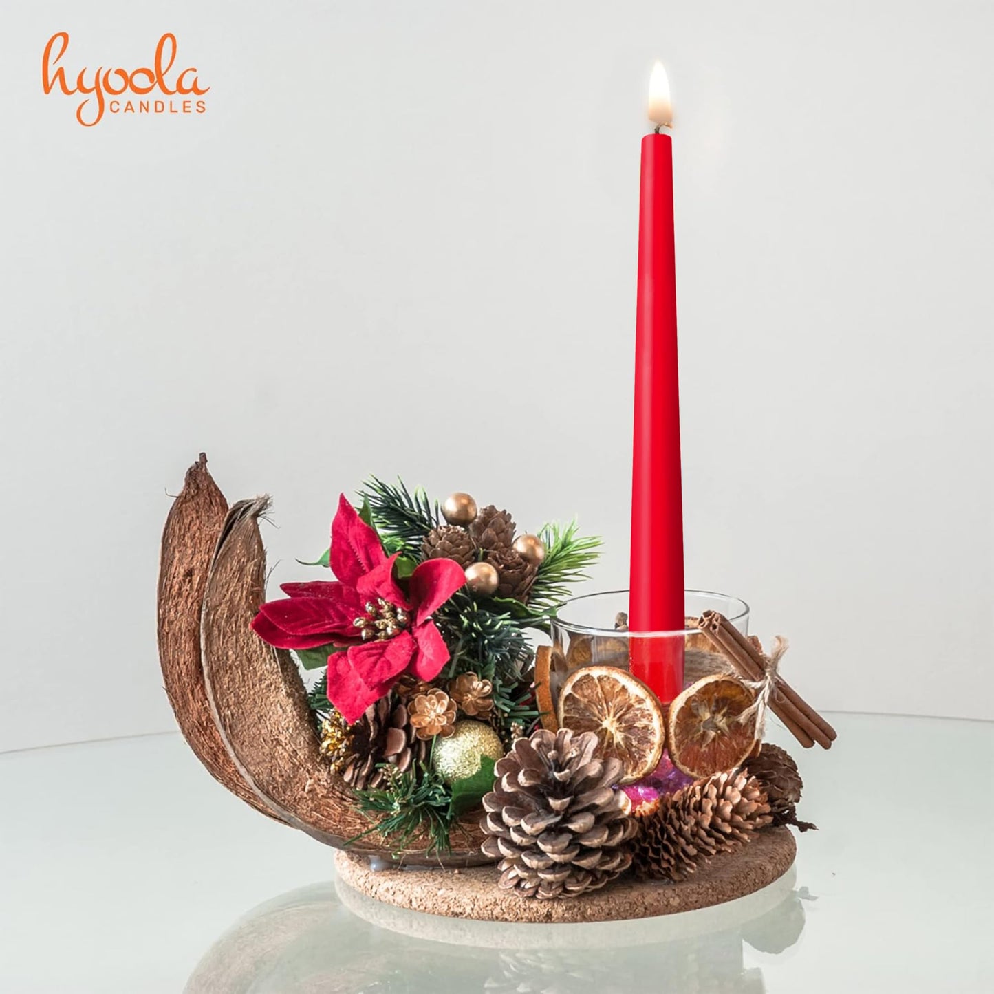 Hyoola Christmas Candles - Green and Red Taper Candles 10 Inch Dripless - 4 Pack Unscented Holiday Candles - European Made