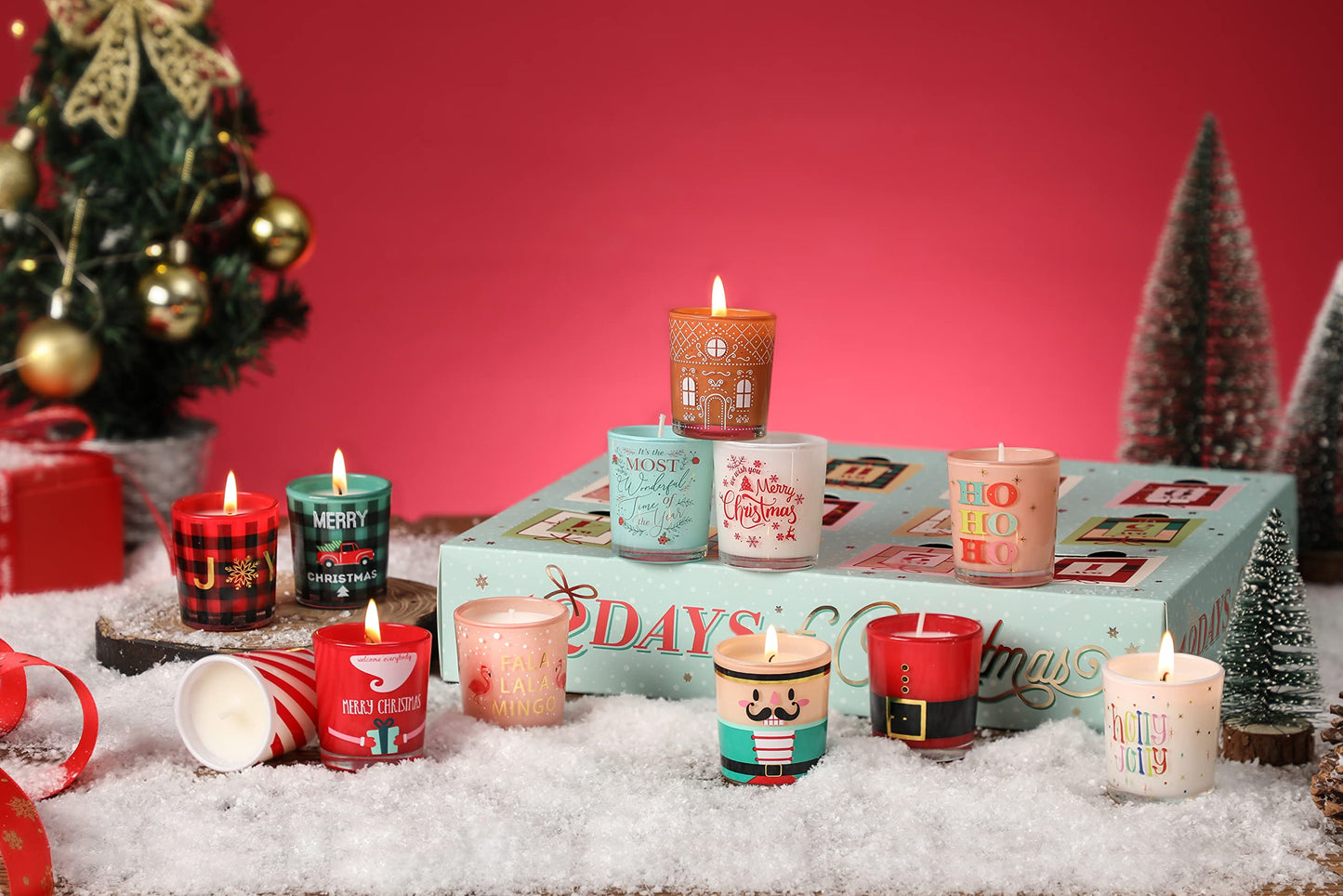 12 Days Christmas Scented Candles Gift Set for Women Advent Calendar Candle Gift 12PCS 1 oz Soy Wax Candles Christmas Birthday Gifts for Men