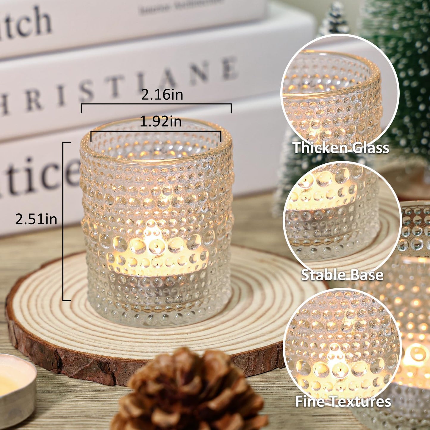 SUPMIND 24 Pcs Votive Candle Holders, Glass Holders Bulk for Table Centerpiece, Tea Lights Candle Holders for Wedding Shower, Party and Home Decor Clear