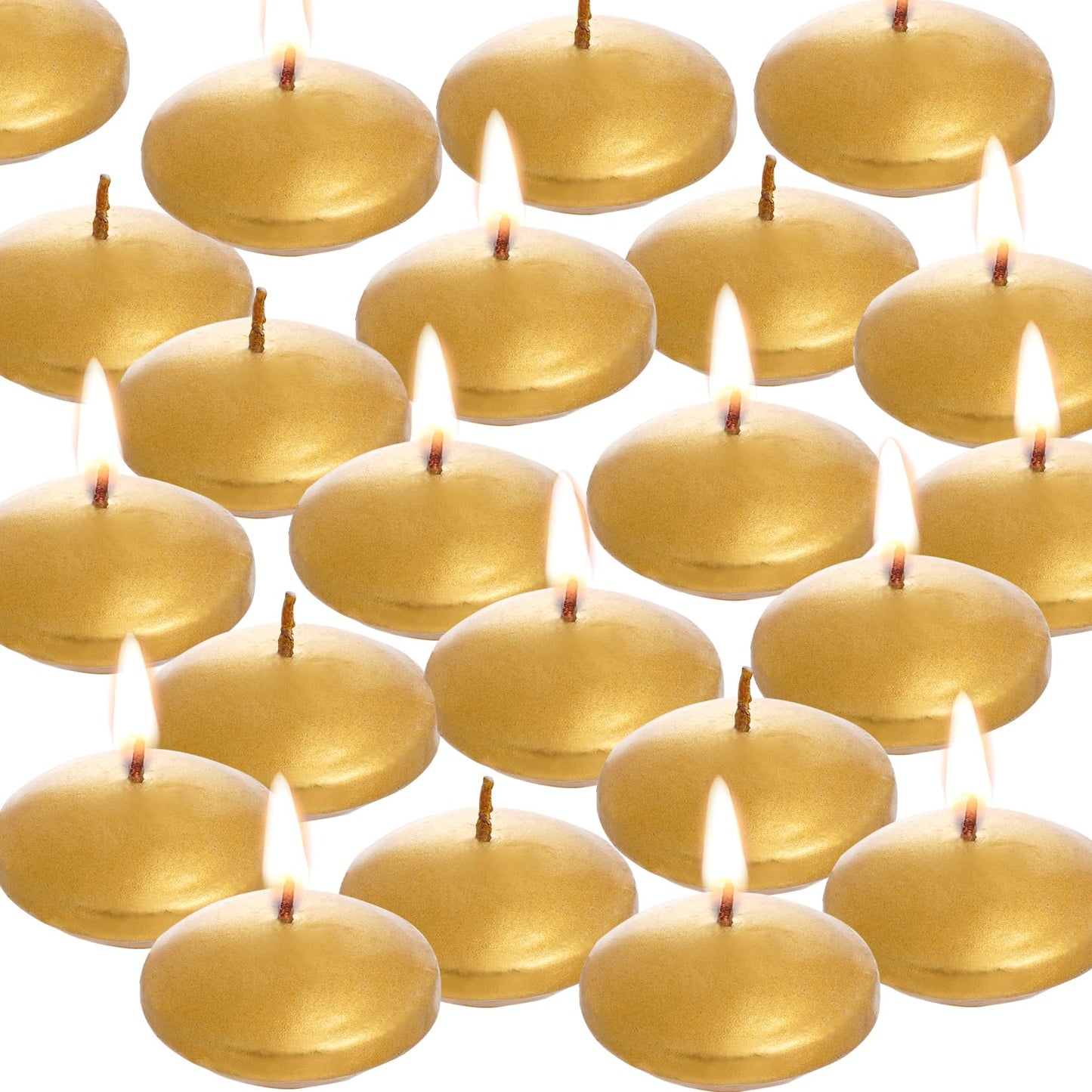 20 Pcs Floating Candles Centerpieces, 1.5 Inch Unscented Floating Candles Small Decoration for Valentine's Day, Thanksgiving, Wedding (Gold)