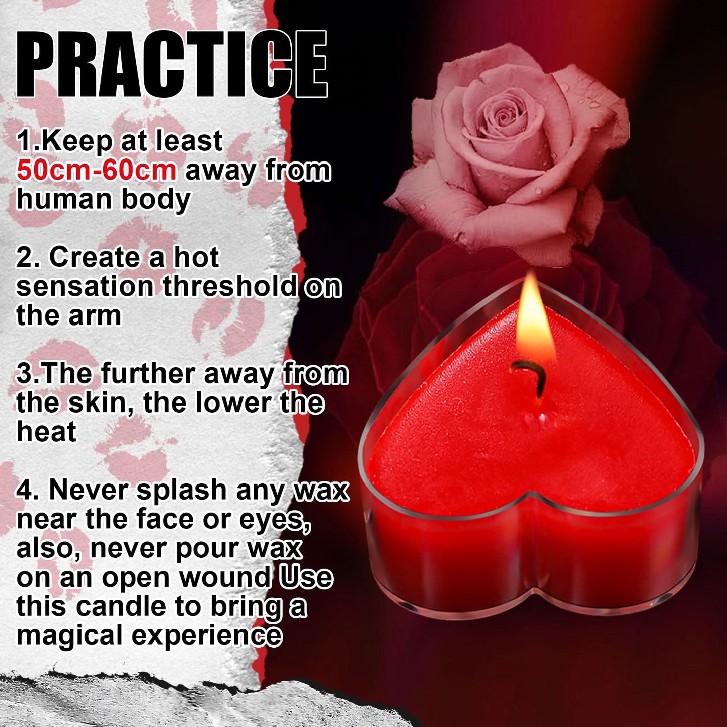 Tisancy 6 Pcs Low Temperature Candles, Romantic Heart Candles Body Safe Wax Low Heat Smokeless Unscented Tea Lights for Anniversaries Decor(Red)