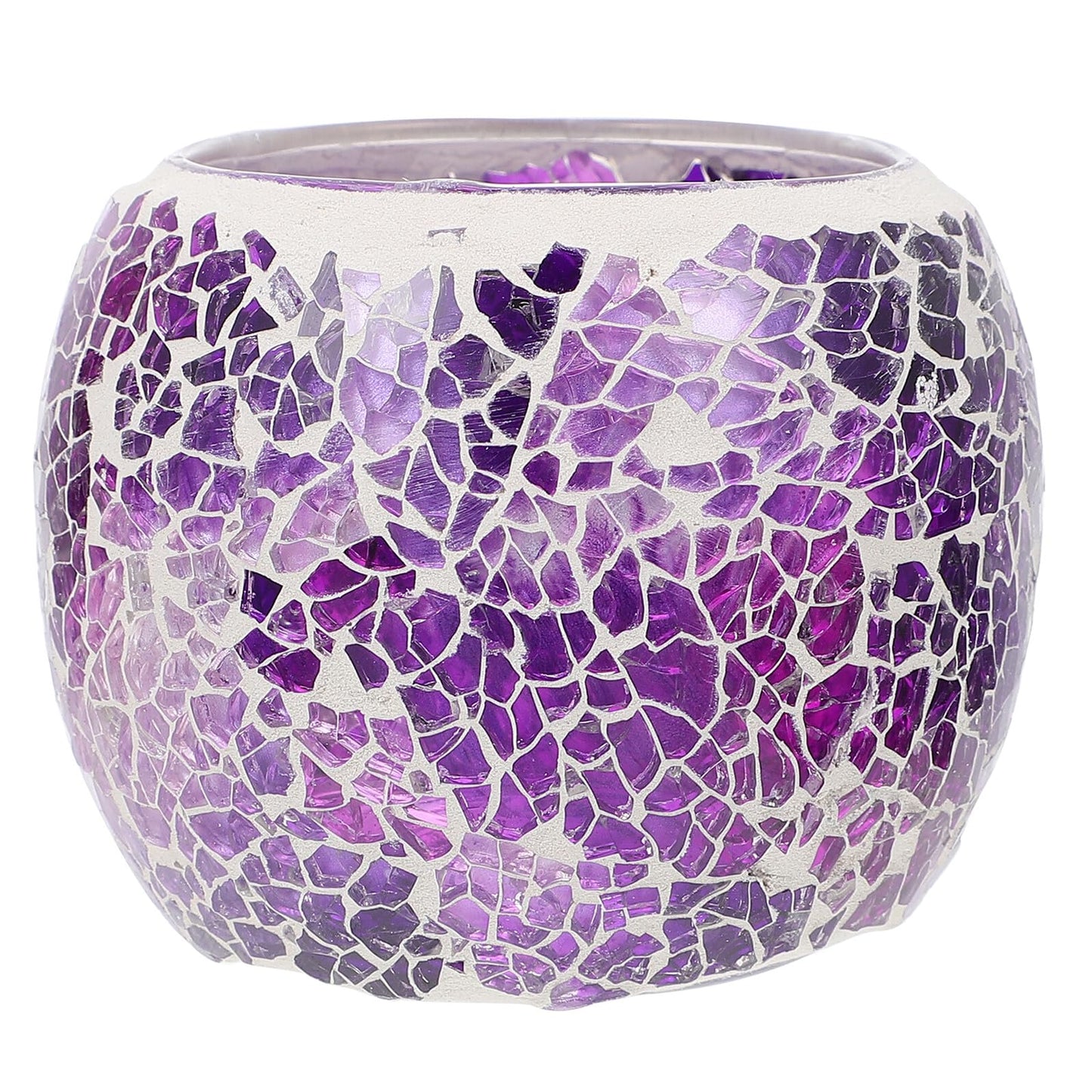 GANAZONO European Style Mosaic Glass Candleholder, Purple Tealight Candlestick for Romantic Dinner Table Decor, Home Ornament and Restaurant Centerpiece