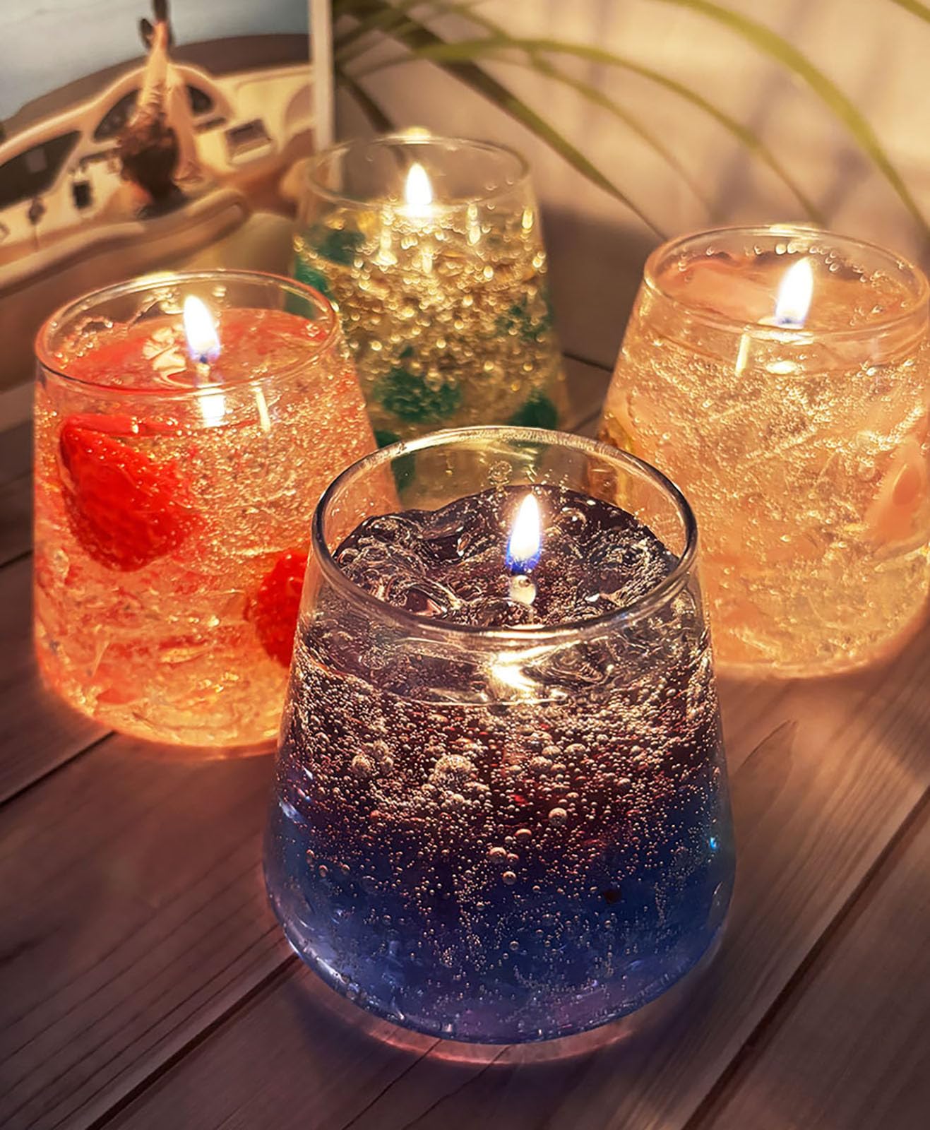 Decorative Jar Candles for Home Scented Aromatherapy Candle Long Lasting Cute Candles Gift for Women Mother's Thanksgiving Day Birthday Present Unique Jelly Wax Candle Peach