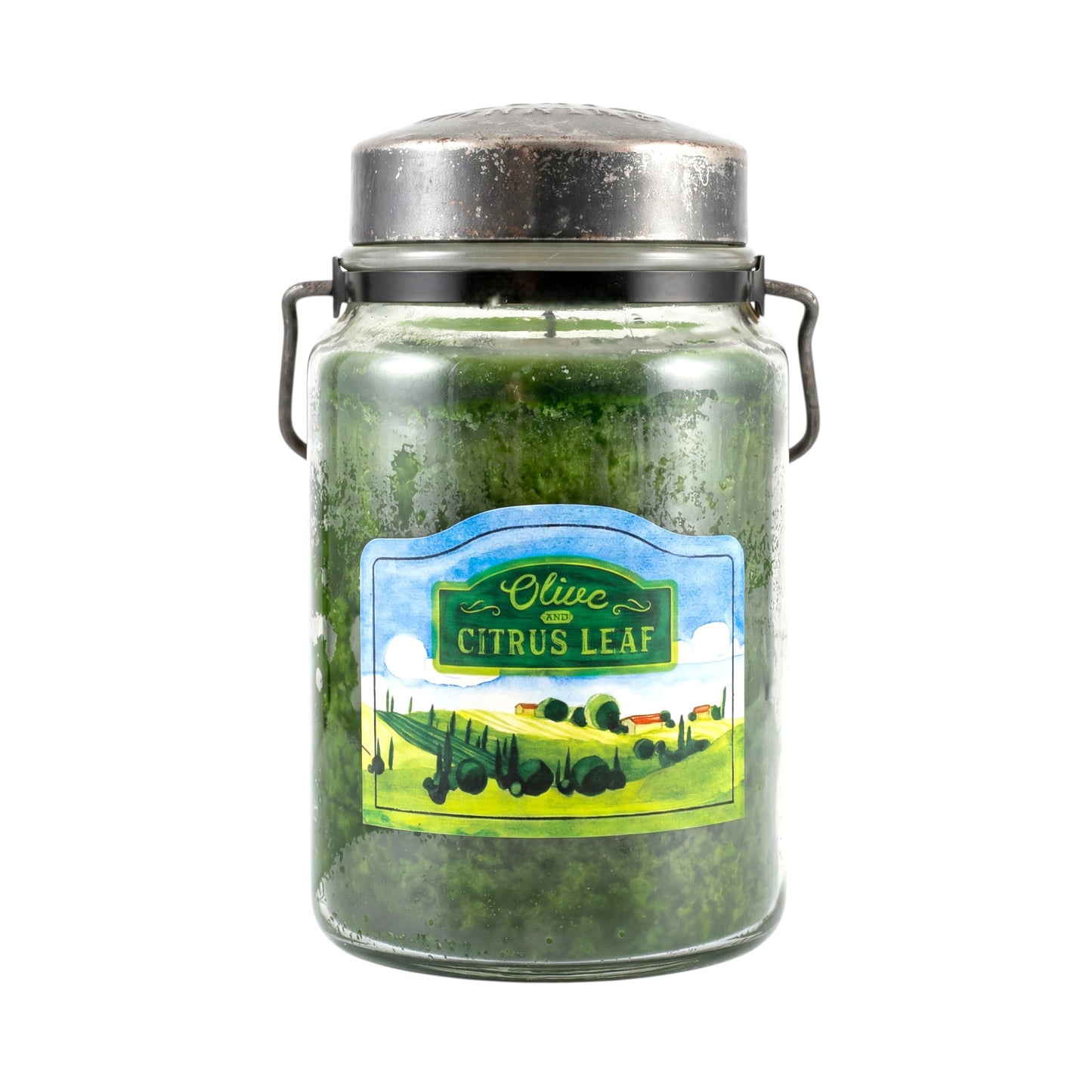 McCall’s Candles | Olive & Citrus Leaf | 26 oz Scented Candle | USA-Poured | Vintage Rustic Jar with Carrying Handle | Citrus & Floral Olive Blossom Fragrance