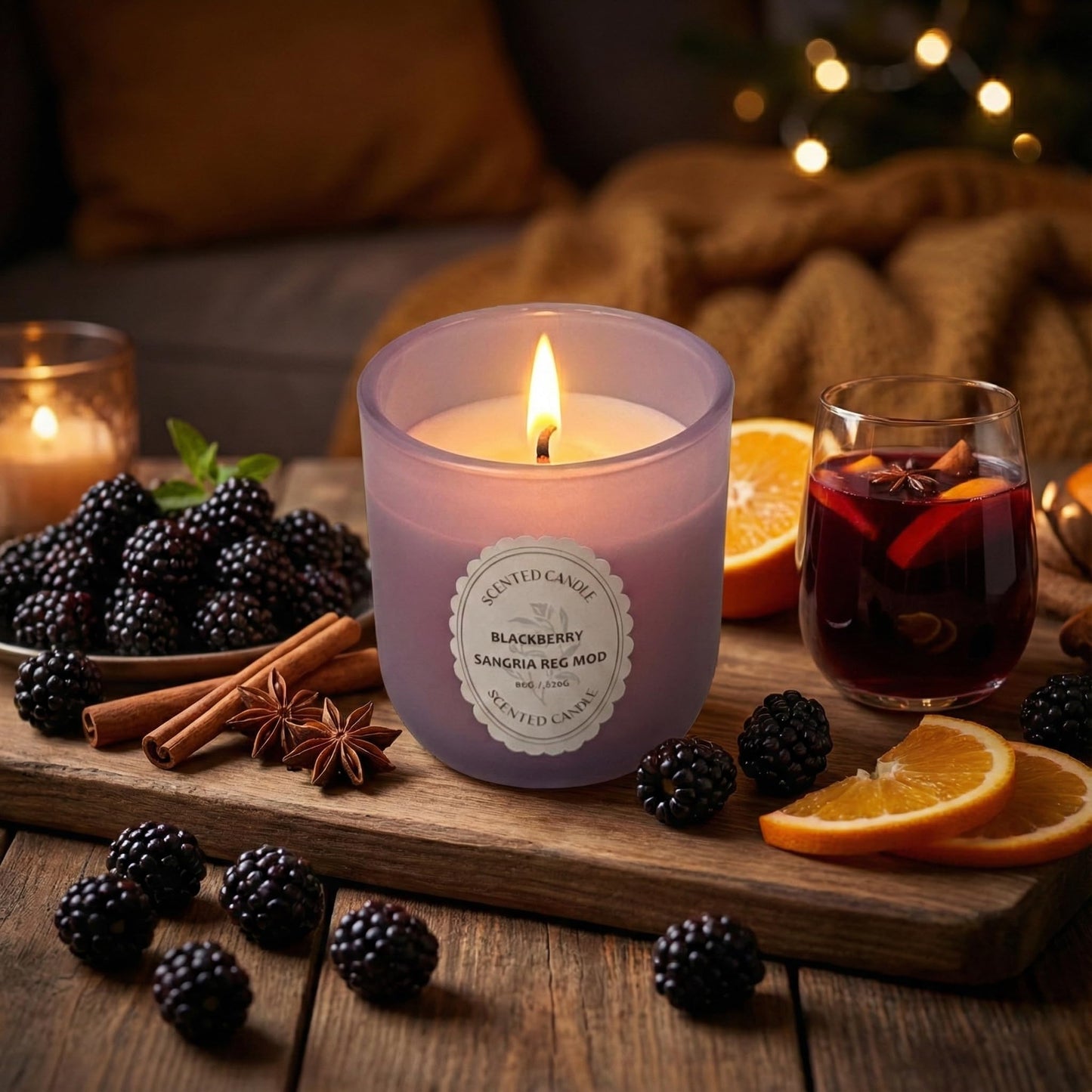 BlackBerry Sangria Reg Mod Scented Candle 8oz – CW Studio Color Glass Jar — Hand-Poured Soy & Paraffin Wax – Clean Burn, Smokeless, Up to 30 Hours, Home Decor & Gift Giving