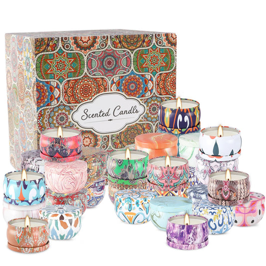YOROXRG 36 Pack Multicolored Scented Candles Gifts Soy Wax Travel Tin Jar Candles for Home 2.5 OZ for Mom,Christmas, Home Scented Decoration Birthday, Thanksgiving, Mother's Day(Color: Brown)