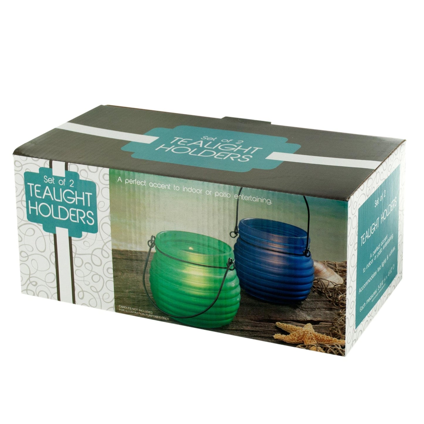 bulk buys Colored Glass Tealight Candle Holdes with Handles