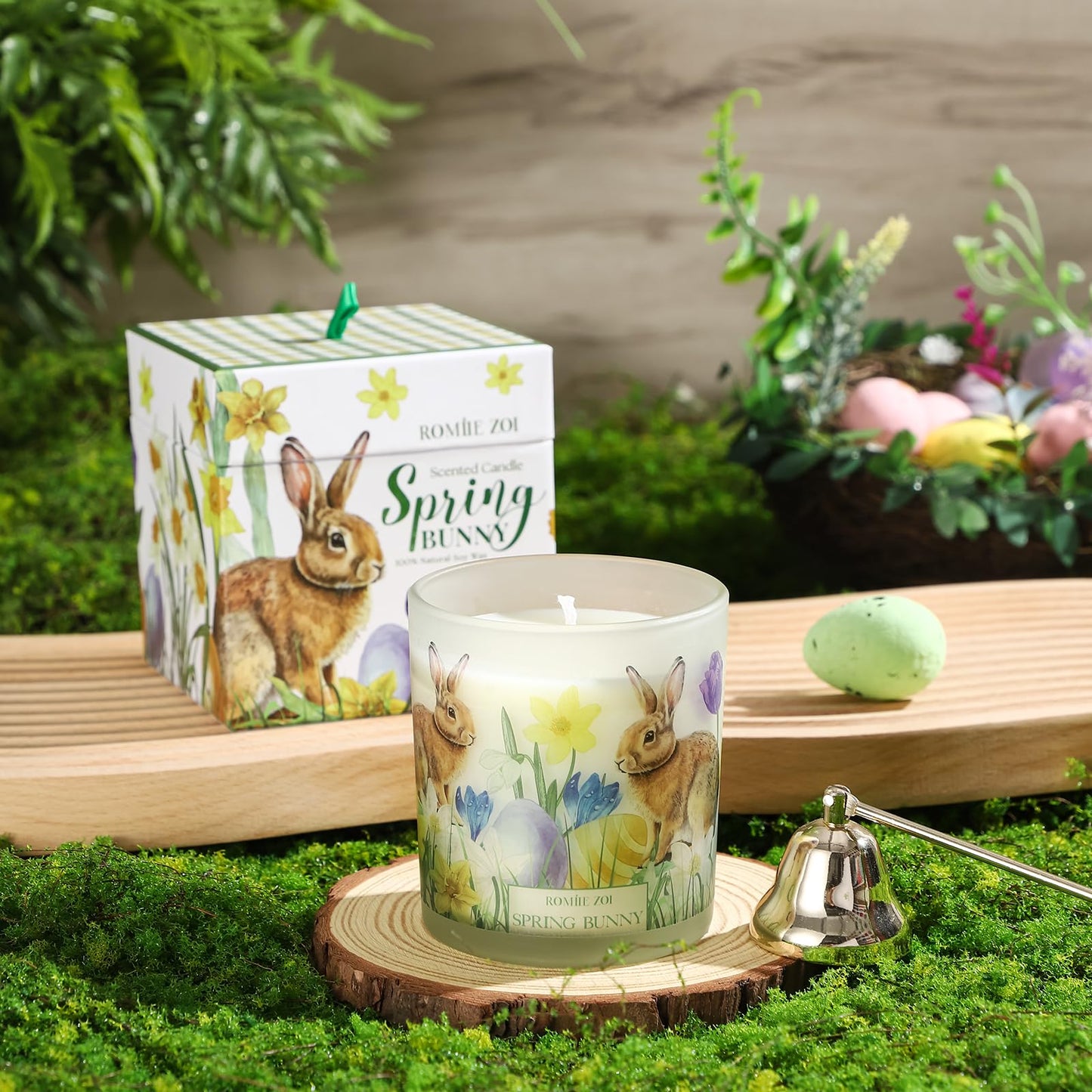 ROMIIE ZOI Easter Scented Candle - 6oz Soy Wax Candle, Sping Bunny, Infused with Garden Bunny Aroma - Gift Box Packaged for Easter Gift