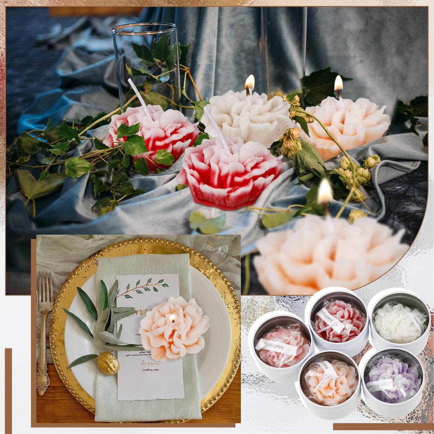 Threlaco 12 Pcs Flower Candles Scented Bridesmaid Gift Set Soy Wax Aromatherapy Candles Bulk for Wedding Bridal Shower Home Guests Women Valentines Mothers Day Anniversaries Favor(Mixed Color)