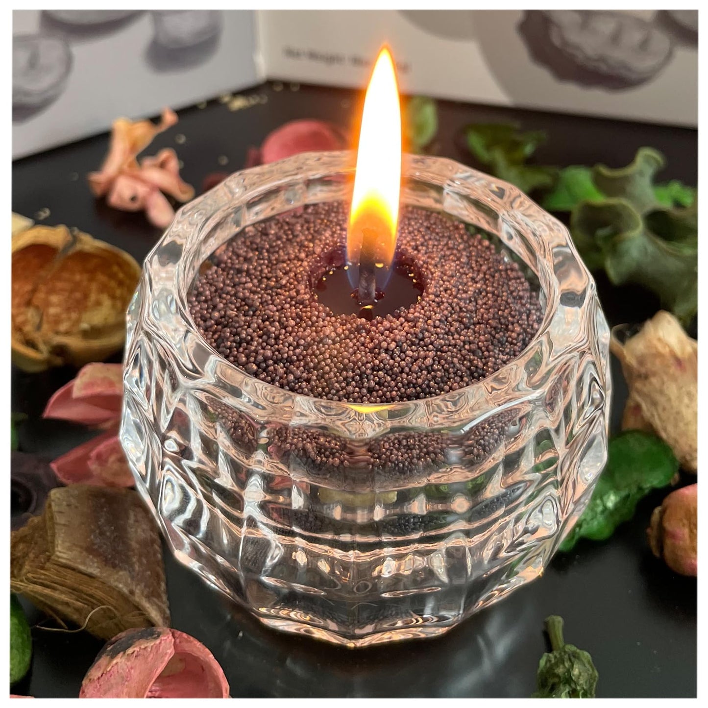 VITARIE Refillable Pearled Candle Sand 18oz, Unscented, 30 Cotton Wicks, 1.1lb Long Burning, Candle Making Kit, Pearl Black