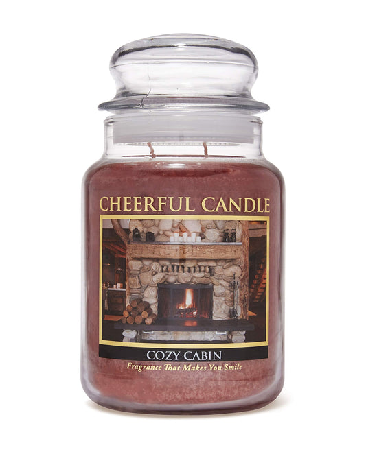 A Cheerful Giver - Cozy Cabin Scented Glass Jar Candle (24 oz) with Lid & True to Life Fragrance Made in USA