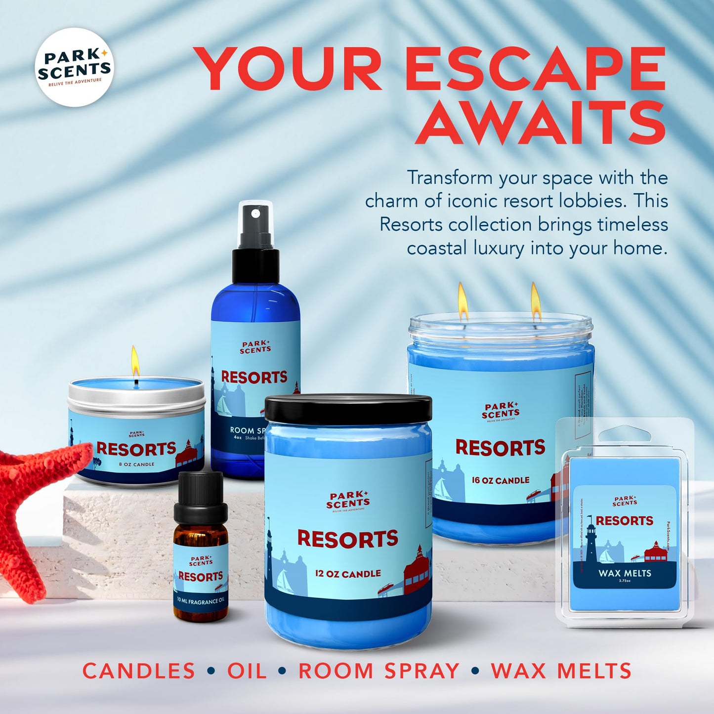 Park Scents Resorts – Floridian Theme Park Luxury Hotel Candle – Clover, Aloe, Citrus & Daisy Scented Candles for Home – 8oz Vegan Soy Wax Blend, Birthday Gifts for Women, Hostess, Sister, Best Friend