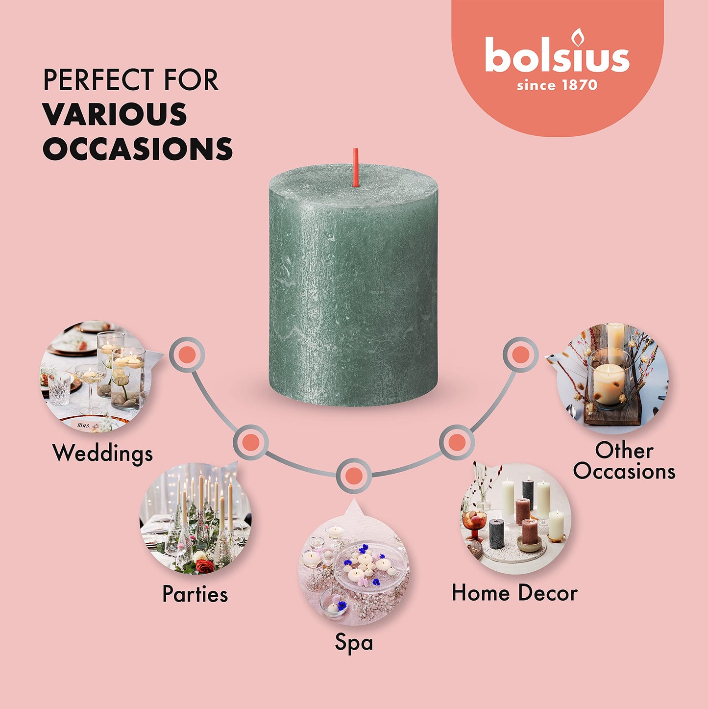 BOLSIUS Oxid Blue Shimmer Metallic Pillar Candles 4 Pack - 2.75 X 3.25 Inches - Premium European Quality - Includes Natural Plant-Based Wax - Unscented Dripless Smokeless 35 Hour Wedding Candles