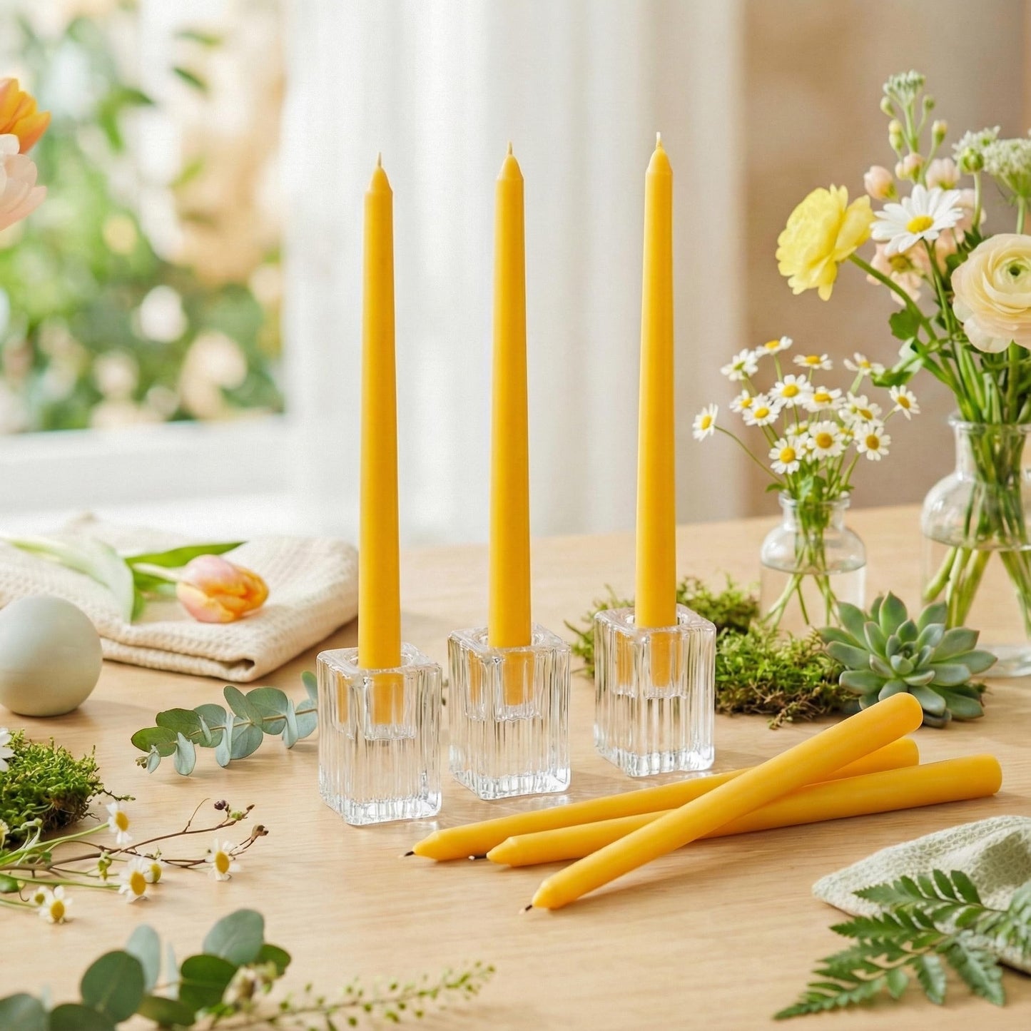 Royal Imports Unscented Taper Candles, Tall Elegant Premium, Dripless & Smokeless, Hand-Dipped for Wedding, Christmas, Holiday, Home Decor - 9 Hour Burn Time - Set of 12 (12 Inch, Yellow)