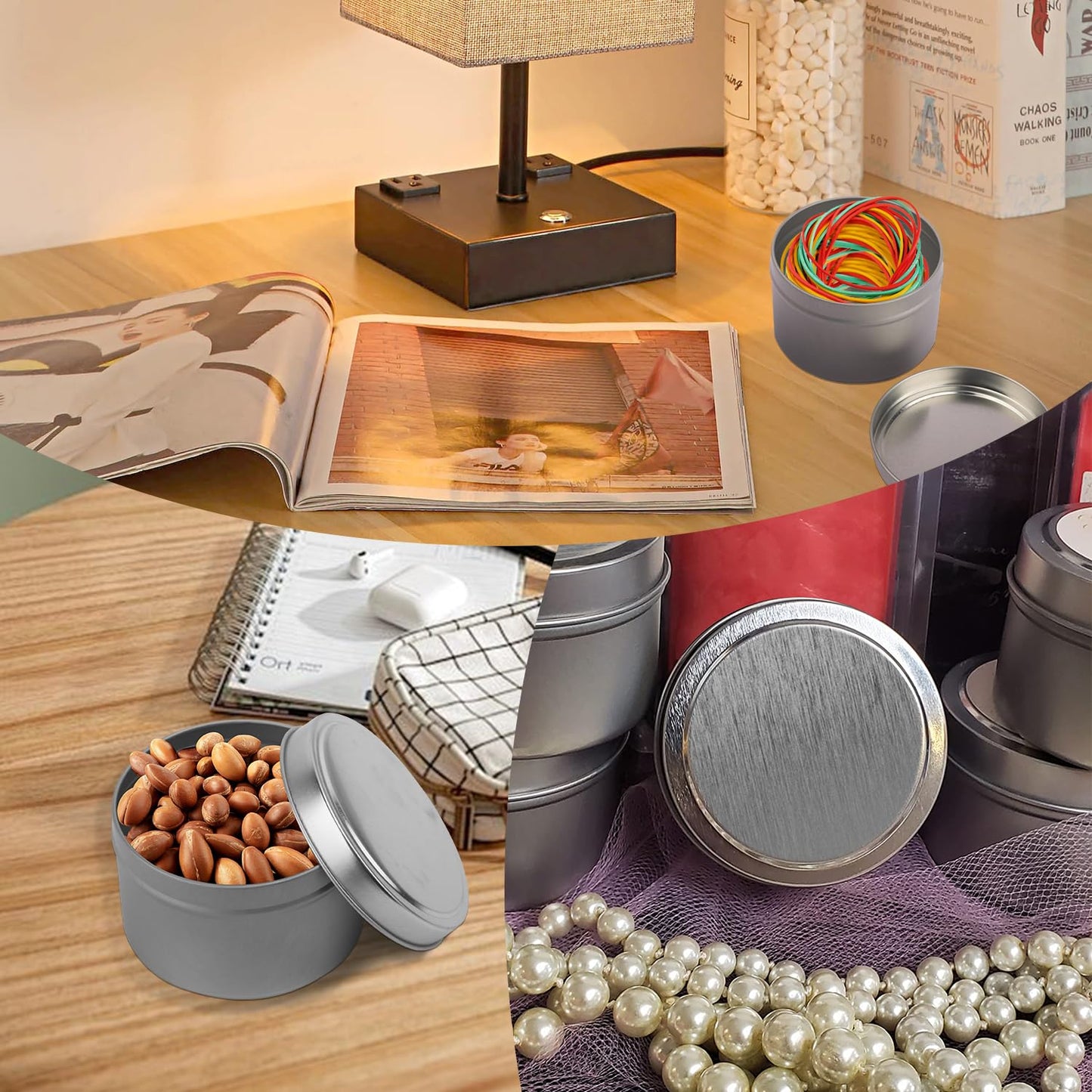 GENHAKON 36 Packs 8 oz Silvery Candle Tins, Bulk Candle Making Tins, Candle Making Jars for Making Candles