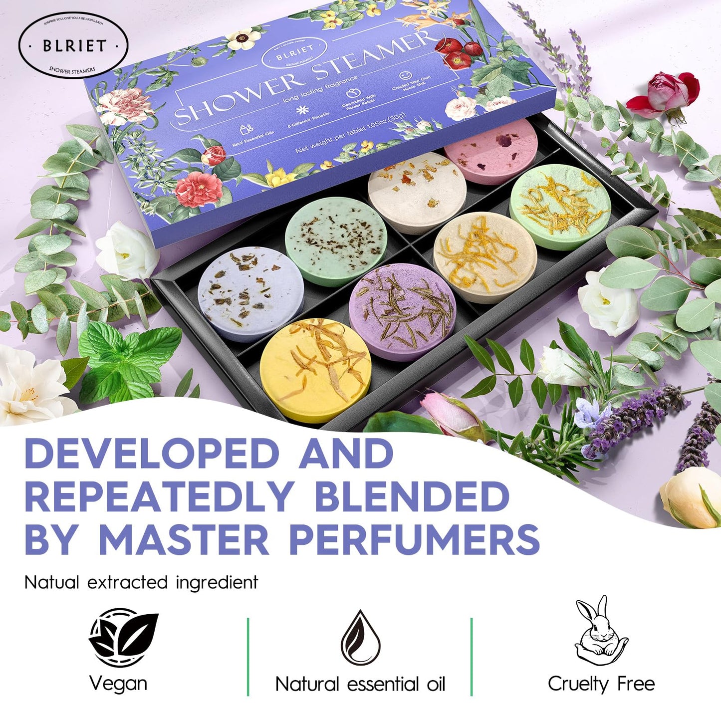 Shower Steamers Aromatherapy Mothers Day Gifts for Women 8 Pack, Shower Bombs Birthday Gift for Mom with Lavender Natural Essential Oils, Self Care Gifts for Women Lover Home Spa