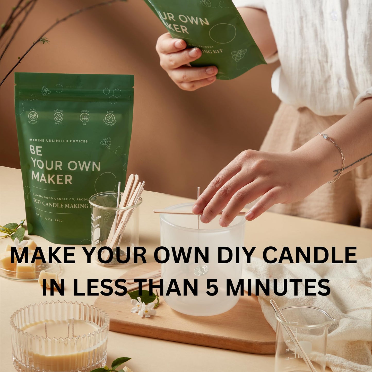 Claricomb - Lavender & Bergamot Pure Beeswax Candle – 90+ Hours Long Burning Classically Designed Non-Toxic Scented Candles for Home Decor and Aromatherapy to Stress Relief