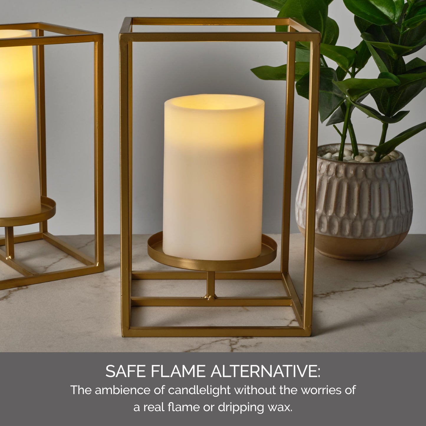 Mikasa 4x6 Inch White LED Pillar Candle with Flickering Flame - Real Wax Battery Operated Candle with Timer, Flameless Candle for Home Decor, Weddings, Holidays and Seasonal Displays
