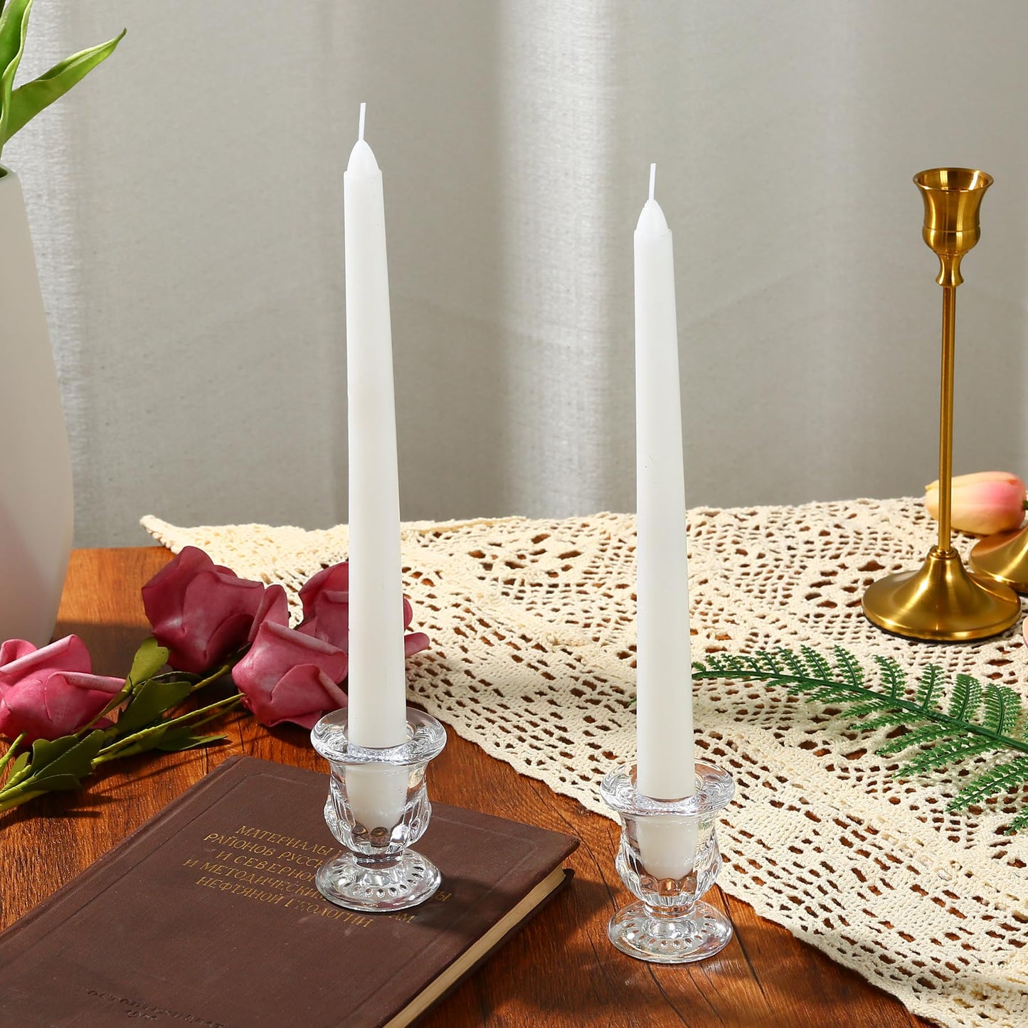 Unity Candle Holder - Glass Candle Holder for Pillar Candle and Taper Candle, Clear Unity Candle Holder Set of 3, Decorative Candlestick Holder Glass Candle Stand for Wedding Table Centerpiece Dinning