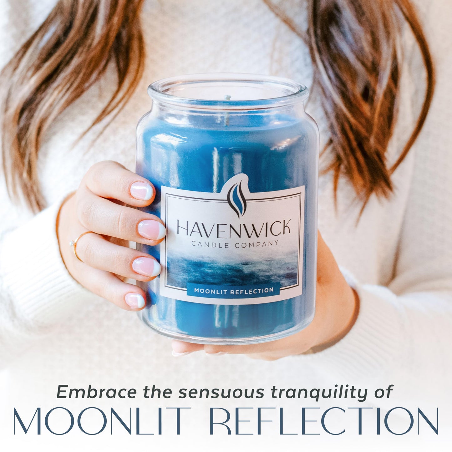 Havenwick Moonlit Reflection Soy Blend 22-oz Large Jar Candle, Long Lasting 110-130 Hour Burn Time with Single Cotton Wick, Relaxing Scented Candles for New Home Gift & Housewarming Parties