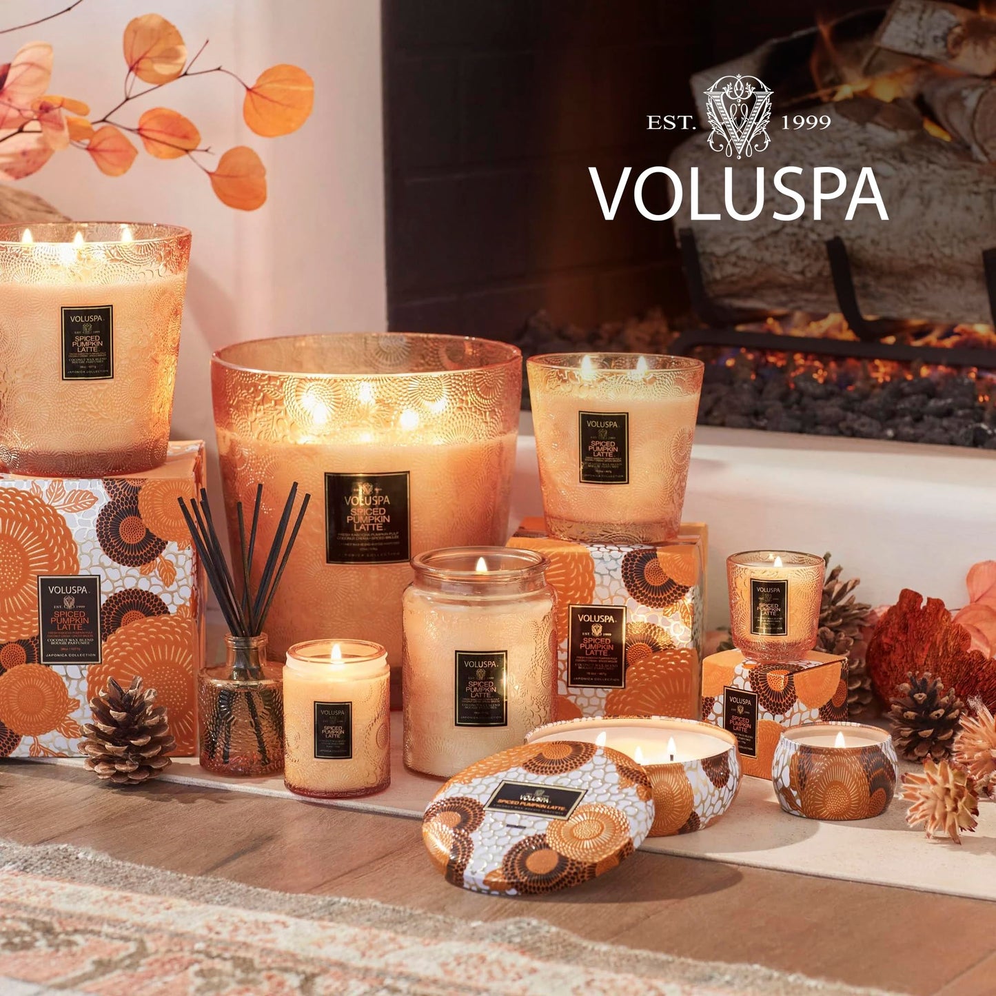 Voluspa Pumpkin Spice Latte Candle, 9 oz, Coconut Wax Blend, Scented Candles for Home, 60 Hour Burn Time, Classic Candle Jars