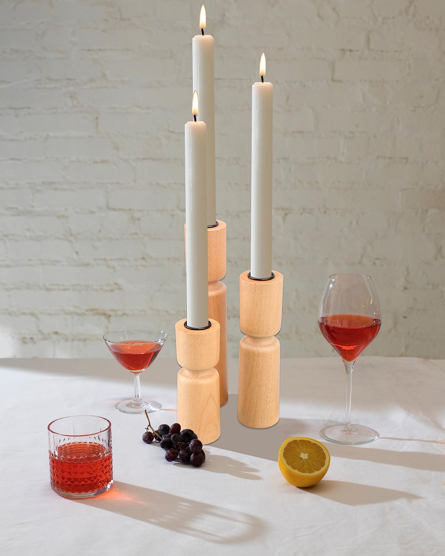 MILIVIXAY Decorative Wood Candle Holder Set of 3-Home Decor Taper Candle Stand,Natural Beech Wood Candlestick Holders Coffee Table Mantle Decor Centerpieces for Fireplace,Living or Dining Room Table.