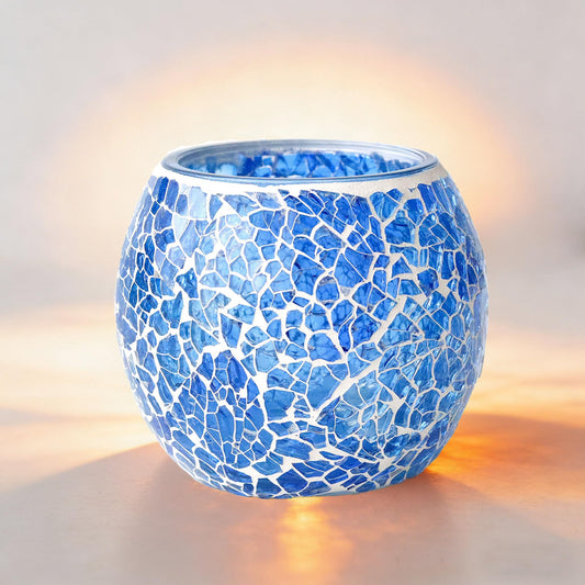 Maimeili Vintage Mosaic Glass Romantic Stained Votive Scented Candle Holder Base Tealight Candles Elegant Home Table Decor(NO Candles) for Wedding Party Christmas Church