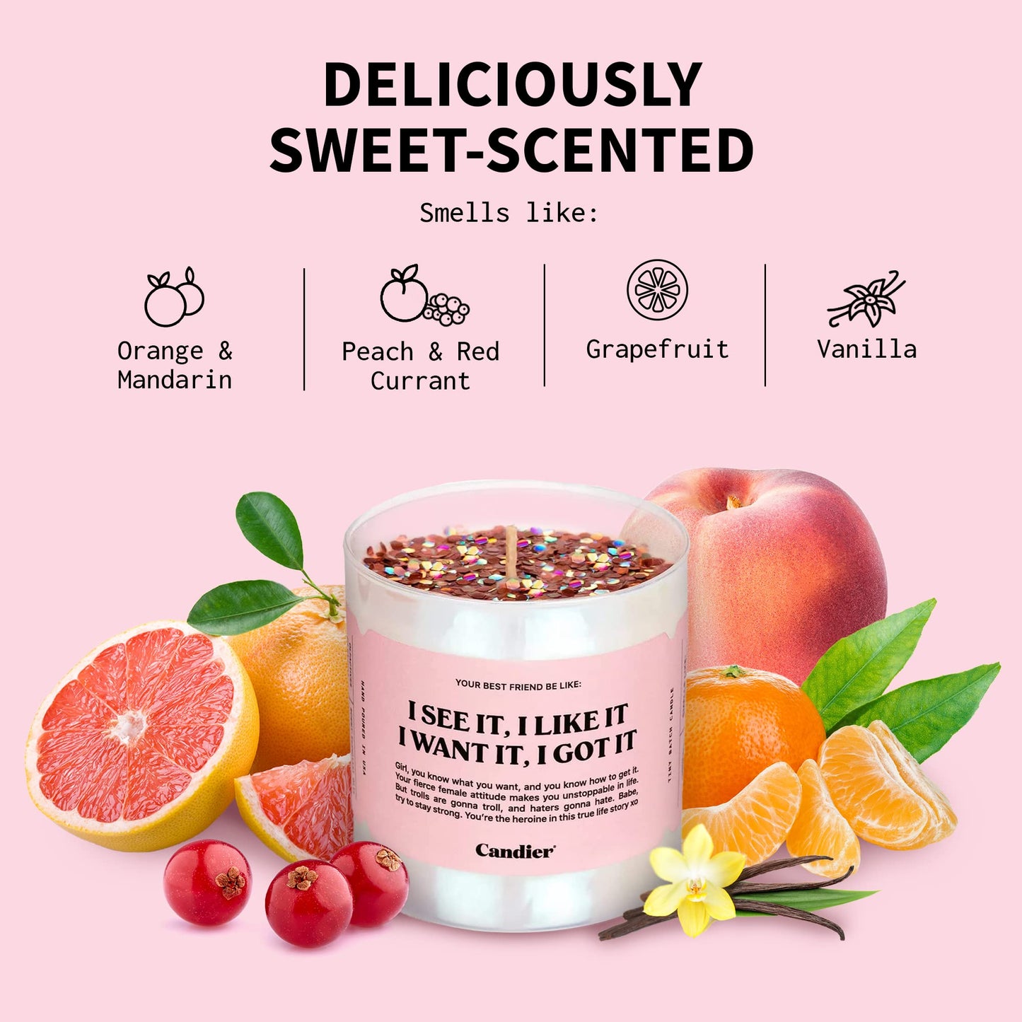 I See It, I Like It Scented Candle, Natural Soy with Orange & Peach Notes, Aromatherapy Candle for Relaxation, Unique Candles Gifts for Women, 60-Hour Burn Time - Candier by Ryan Porter